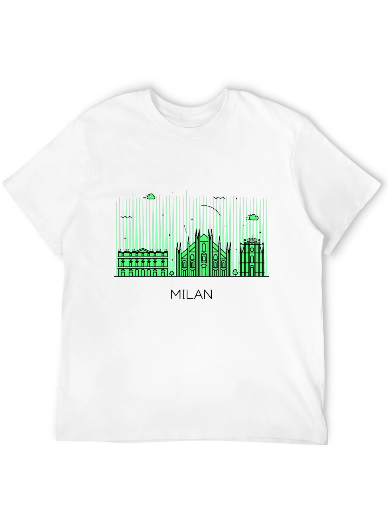 Milan Skyline Graphic Tee - Black Cotton T-Shirt
