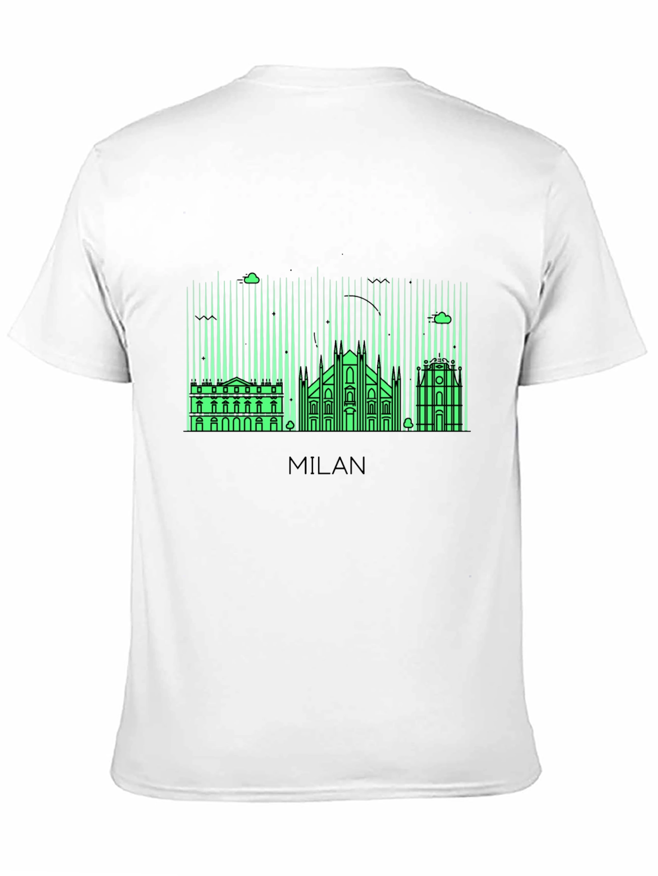 Milan Skyline Graphic Tee - Black Cotton T-Shirt