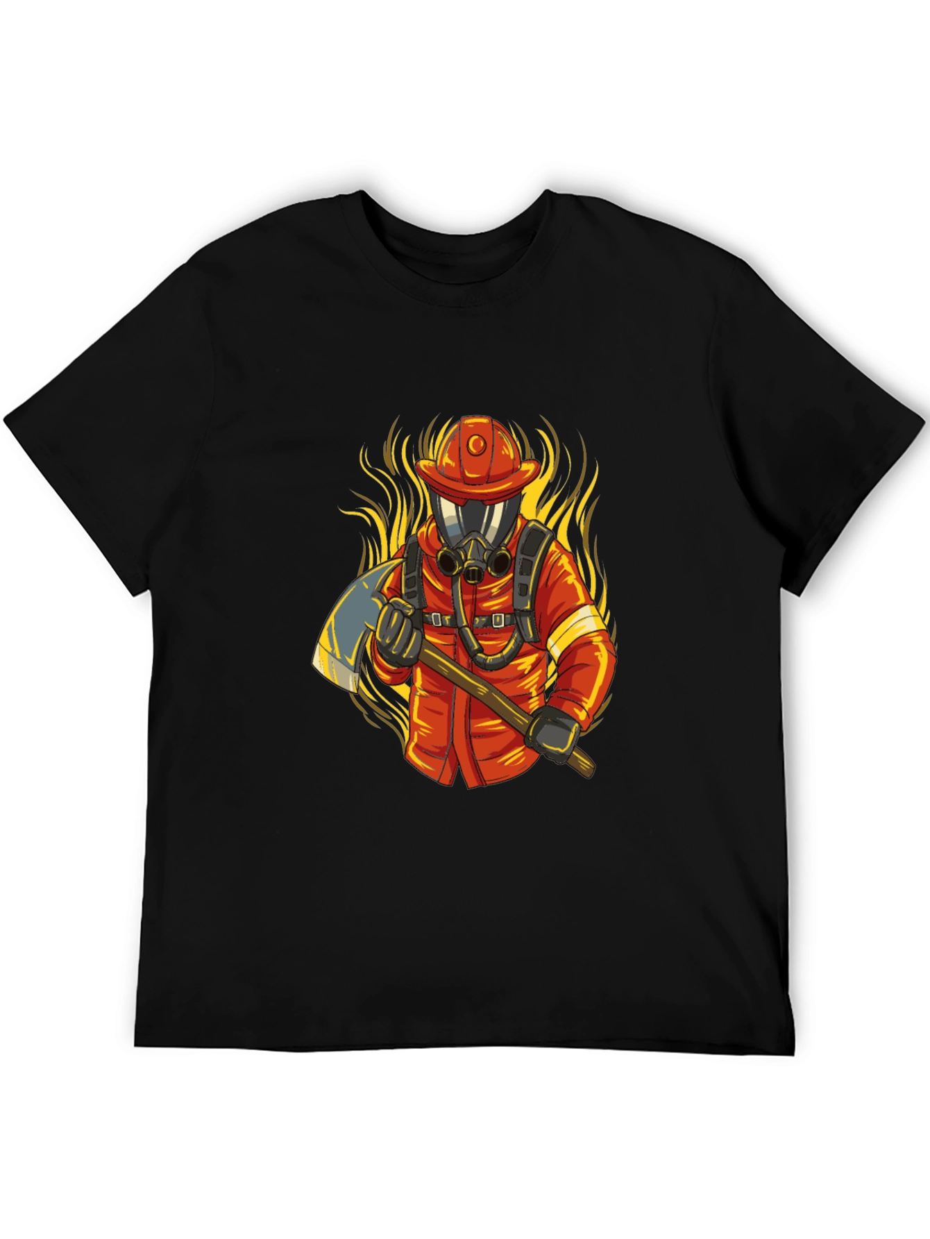 Firefighter Graphic Tee - Axe & Flames Design