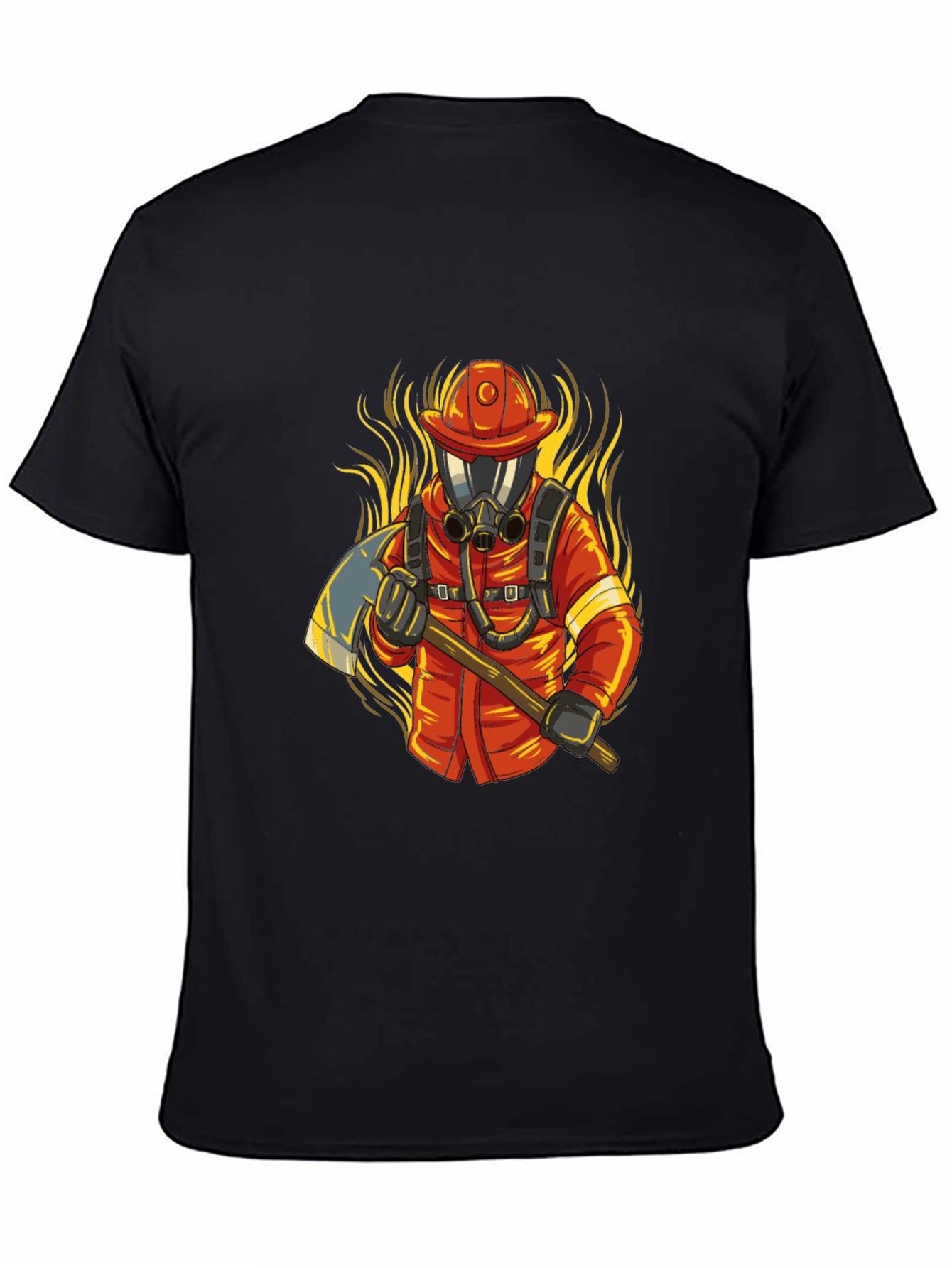 Firefighter Graphic Tee - Axe & Flames Design