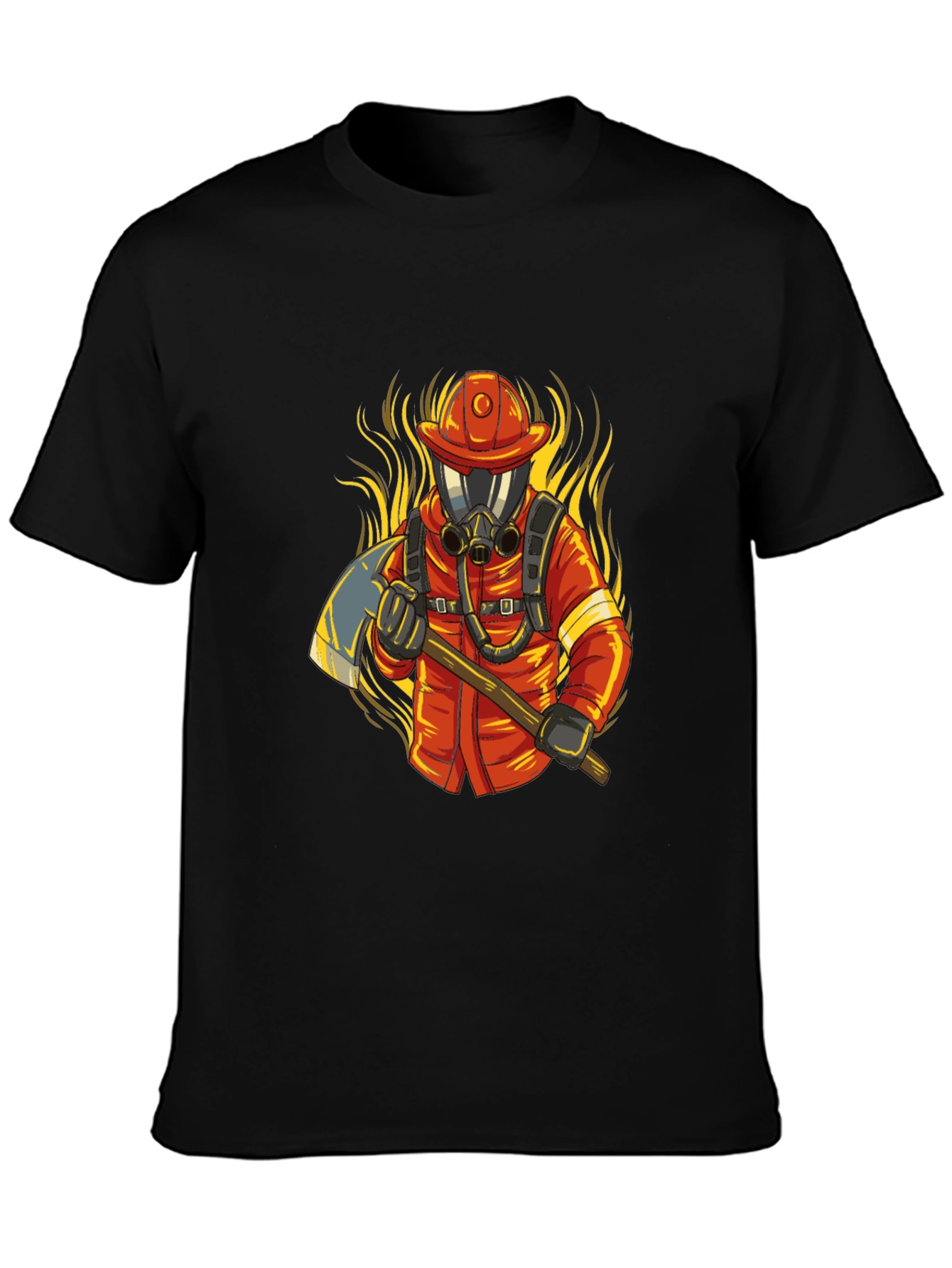Firefighter Graphic Tee - Axe & Flames Design