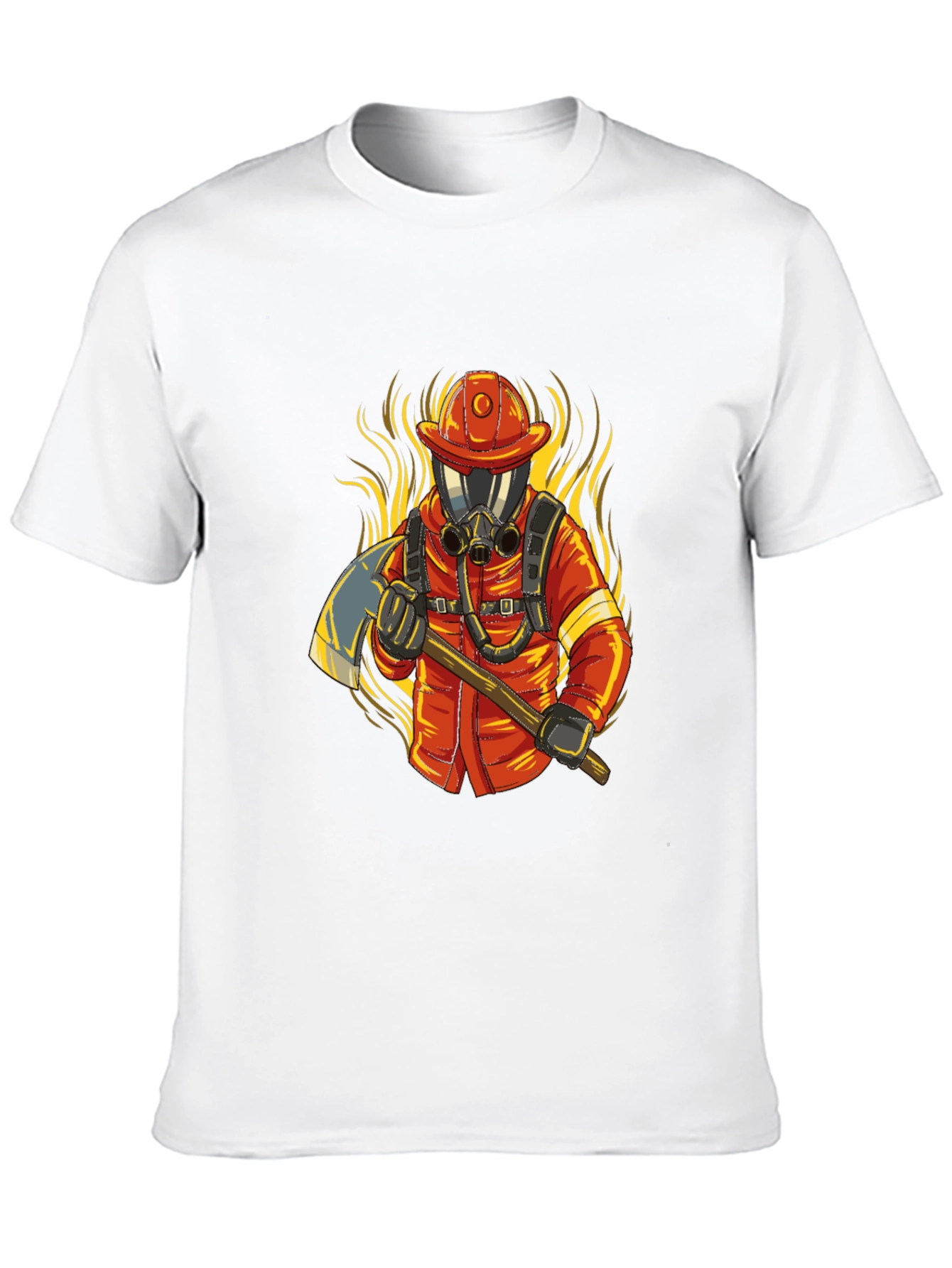 Firefighter Graphic Tee - Axe & Flames Design