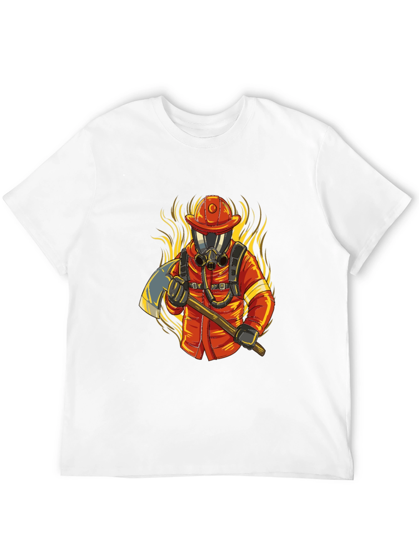 Firefighter Graphic Tee - Axe & Flames Design