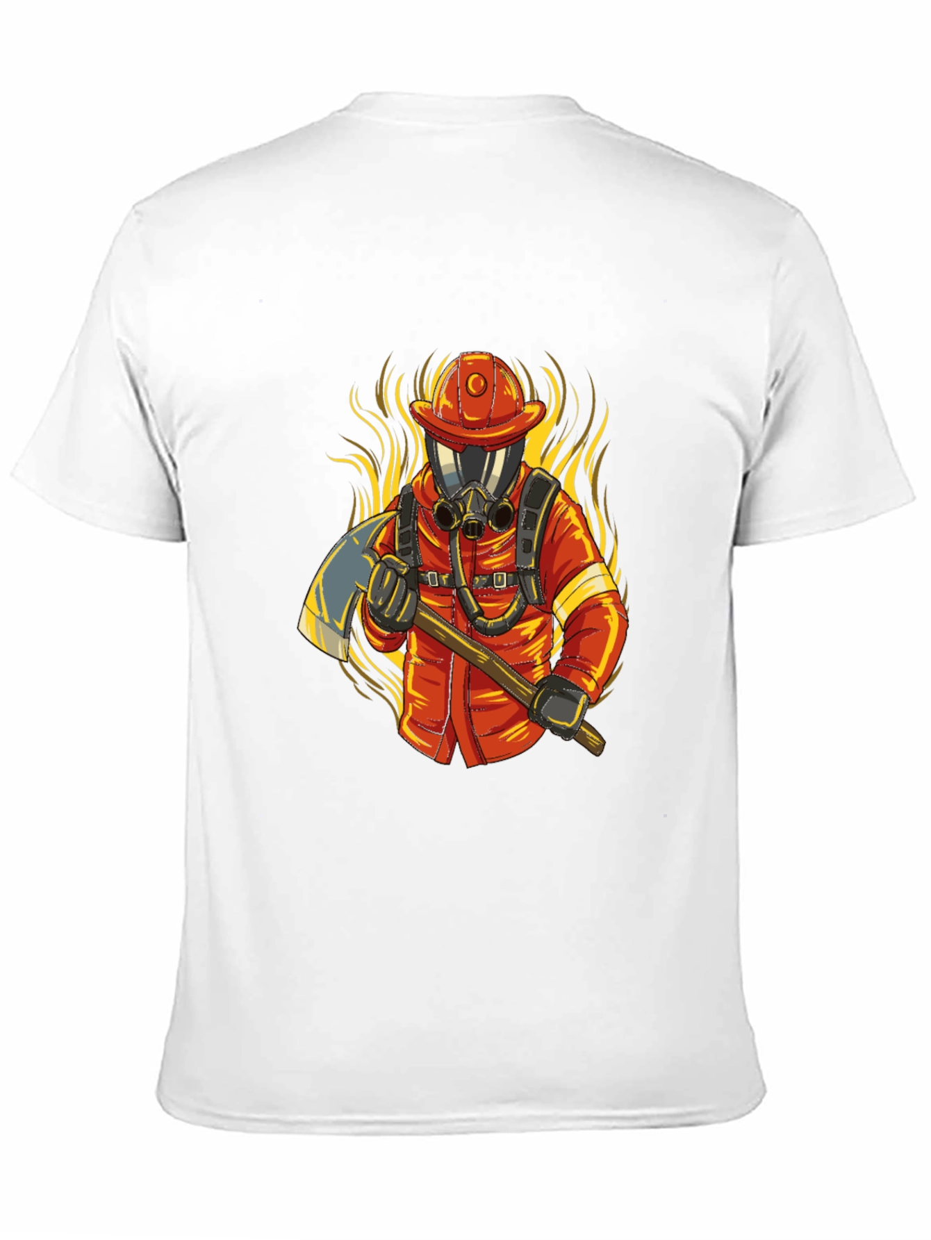 Firefighter Graphic Tee - Axe & Flames Design