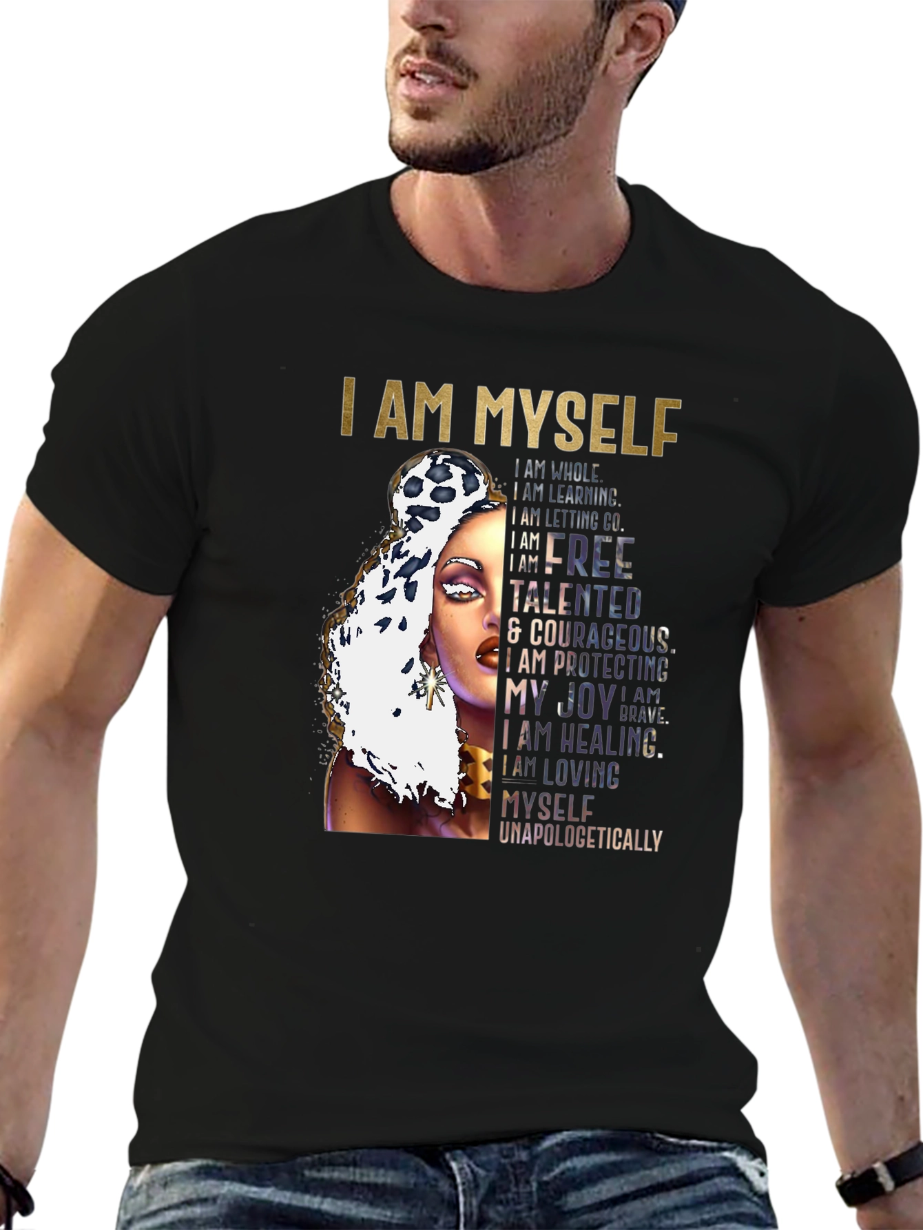 I AM MYSELF Graphic T-Shirt - Empowering Design