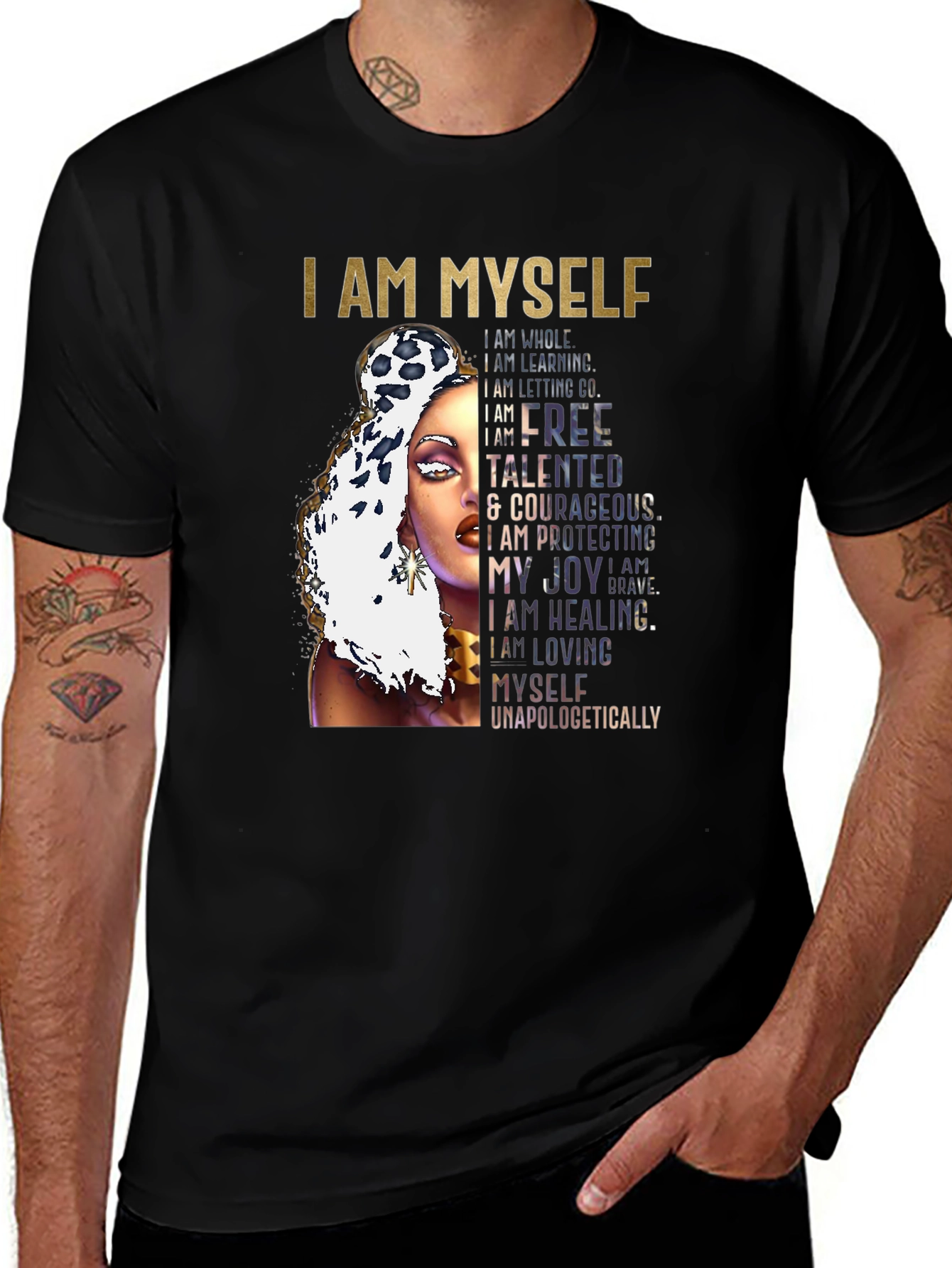 I AM MYSELF Graphic T-Shirt - Empowering Design
