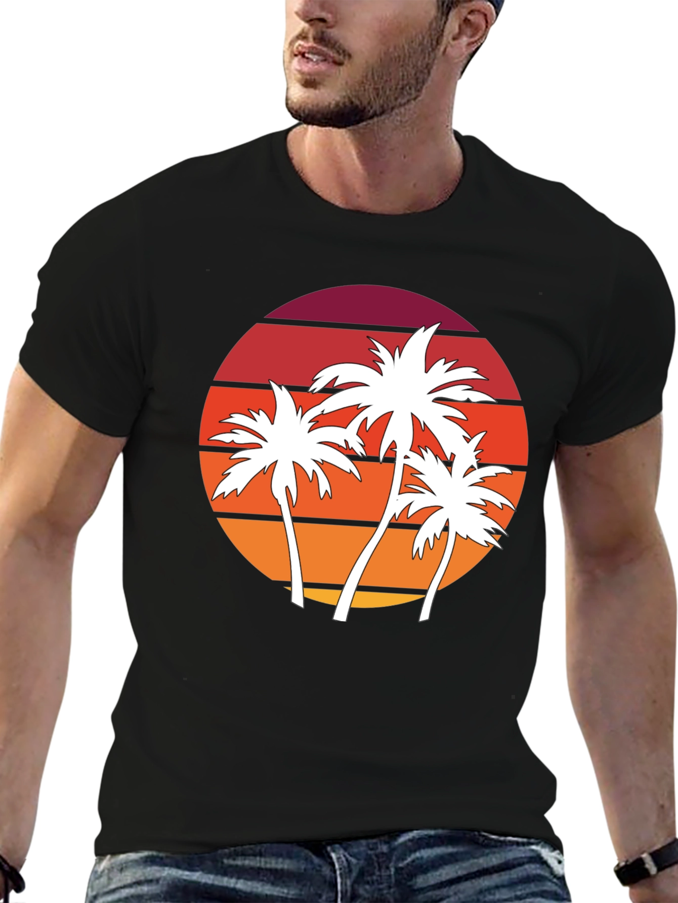 Retro Palm Tree Sunset Graphic Tee