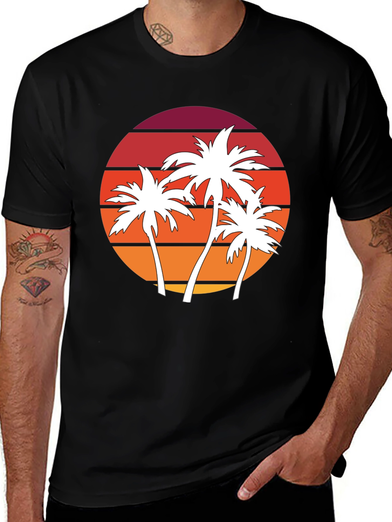 Retro Palm Tree Sunset Graphic Tee