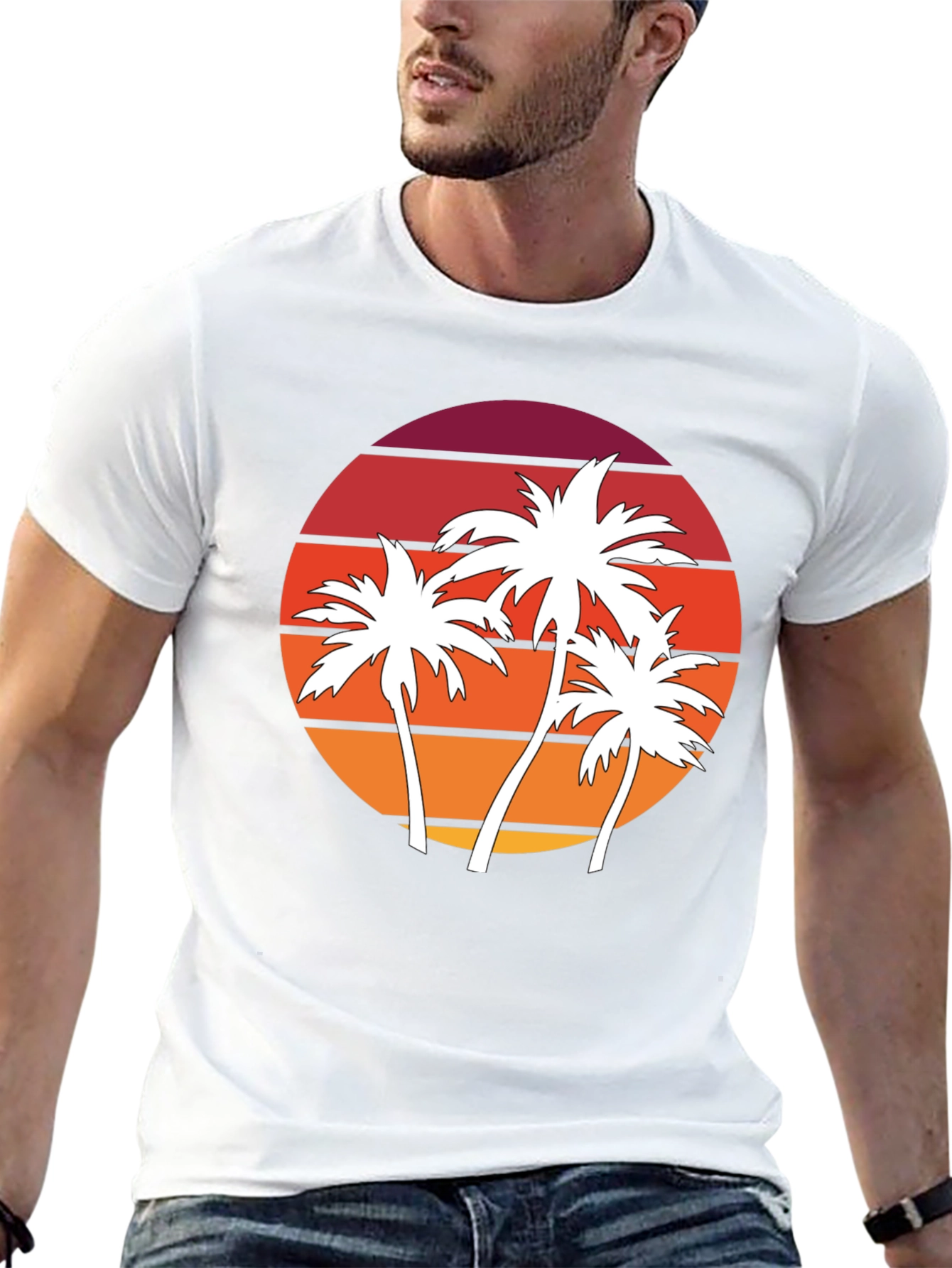 Retro Palm Tree Sunset Graphic Tee