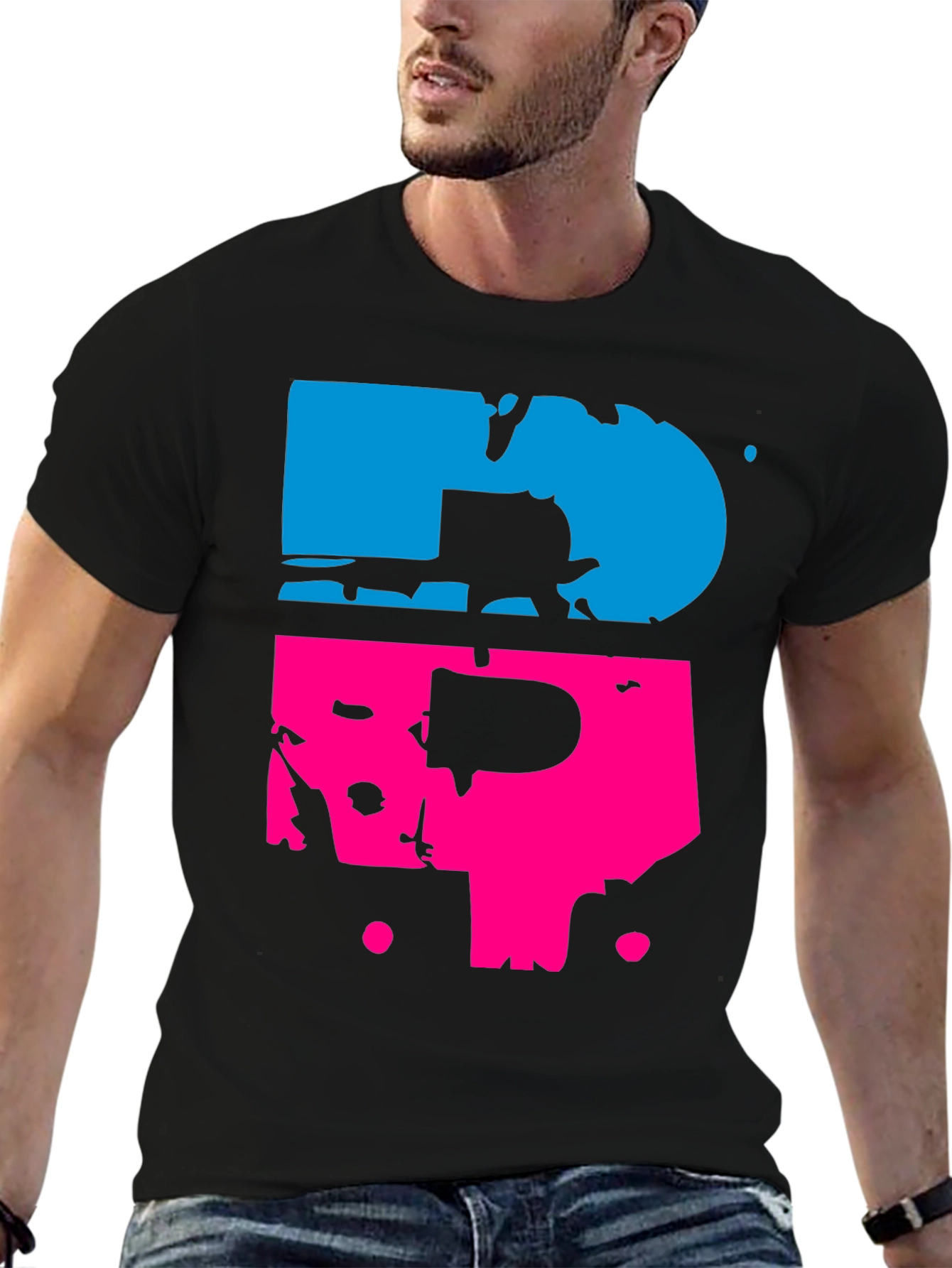 Abstract Blue & Pink Graphic Tee