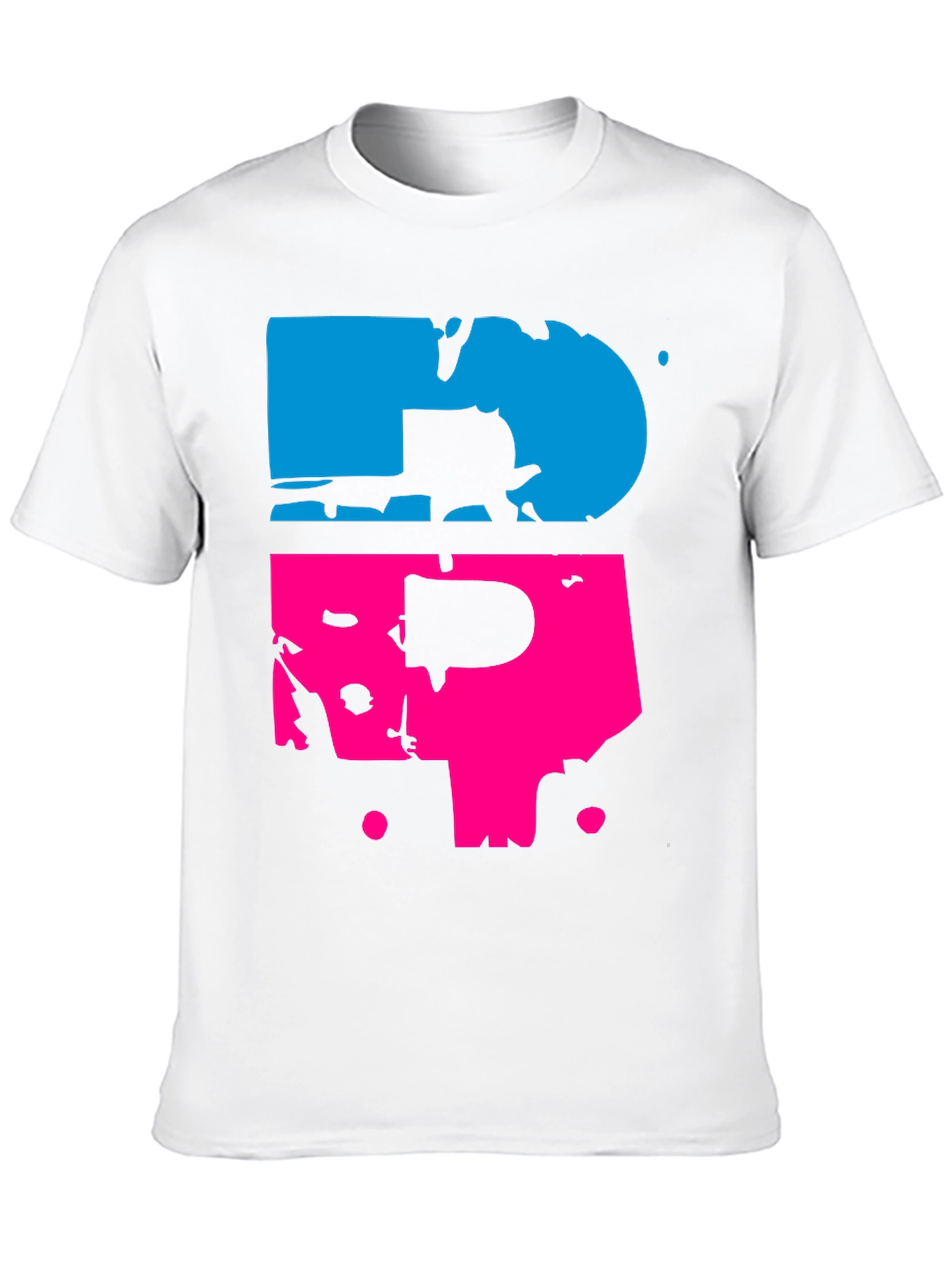 Abstract Blue & Pink Graphic Tee