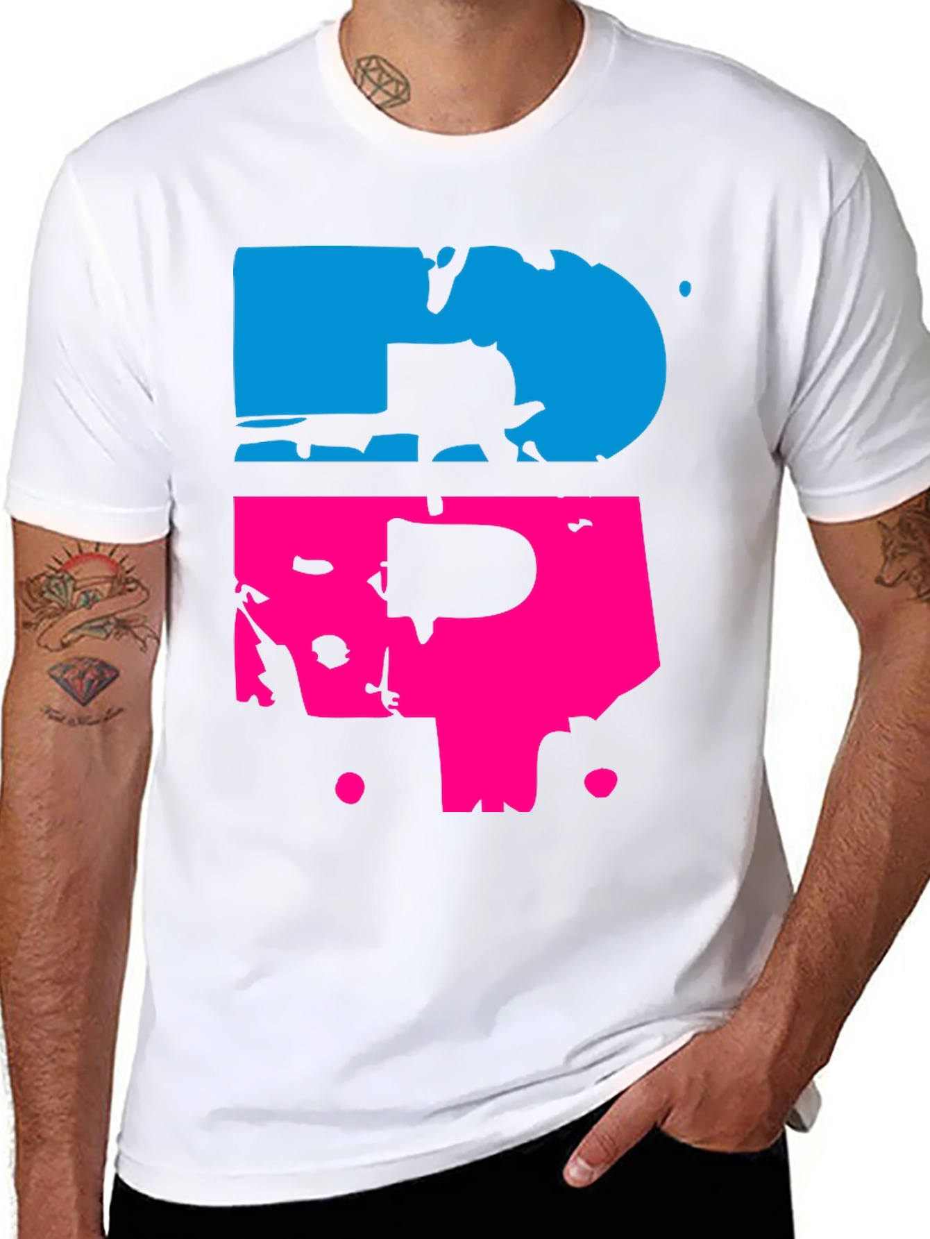 Abstract Blue & Pink Graphic Tee