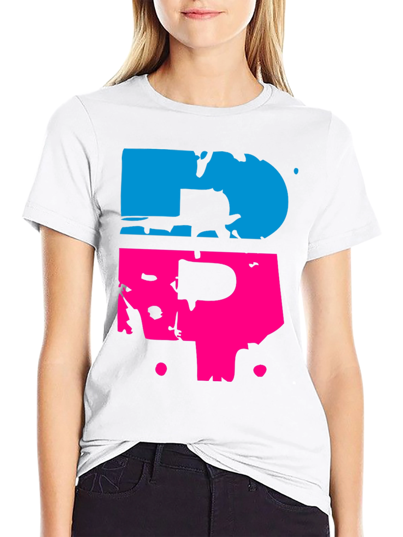 Abstract Blue & Pink Graphic Tee