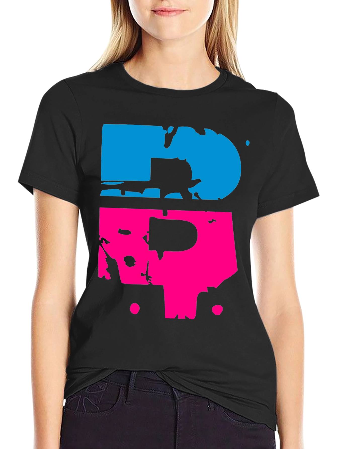 Abstract Blue & Pink Graphic Tee