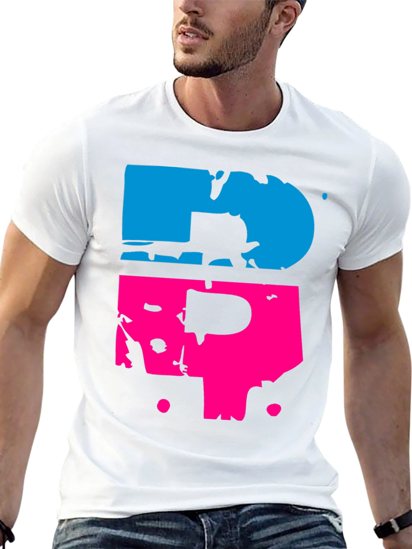 Abstract Blue & Pink Graphic Tee