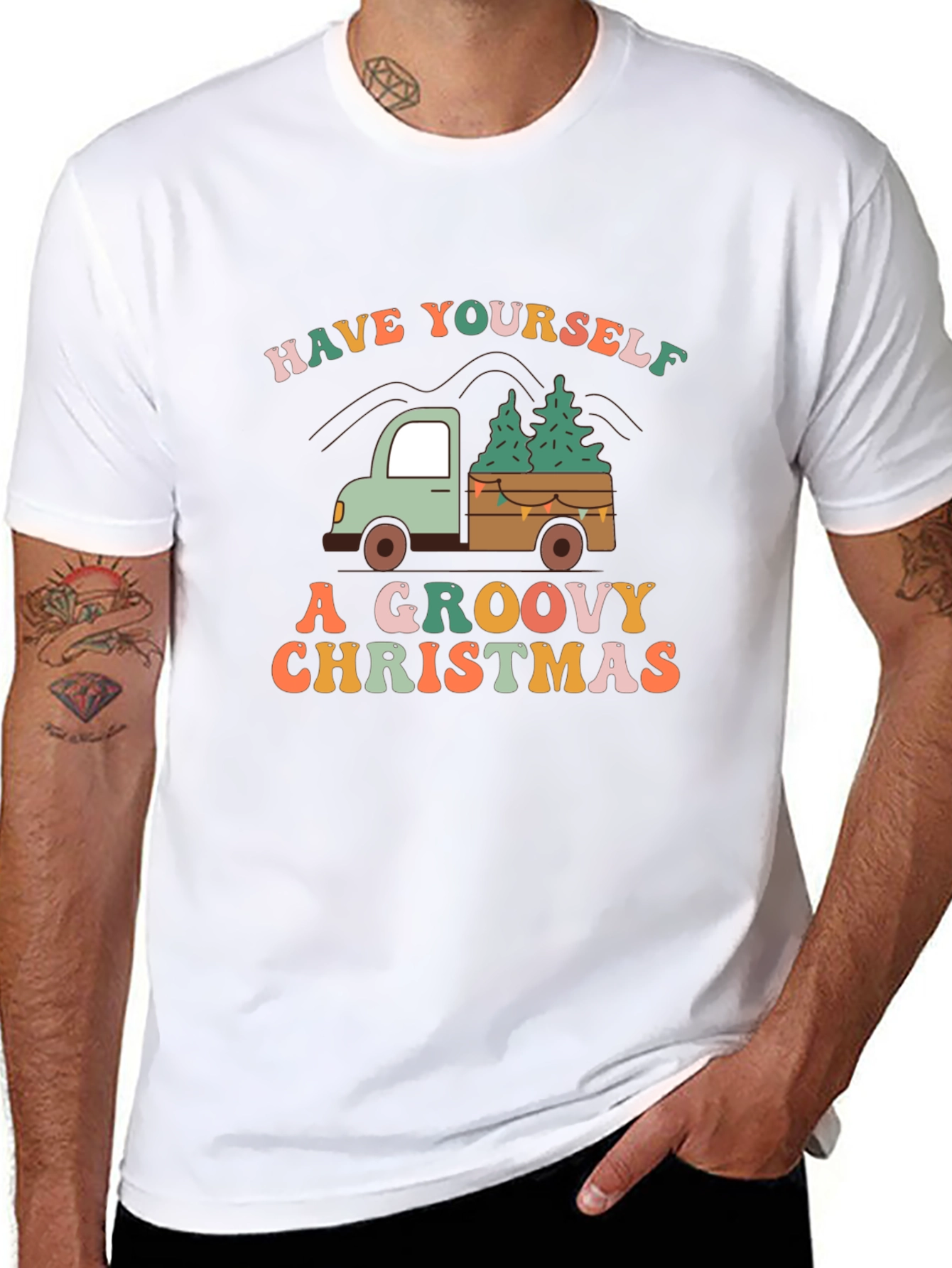 Groovy Christmas Truck Graphic Tee