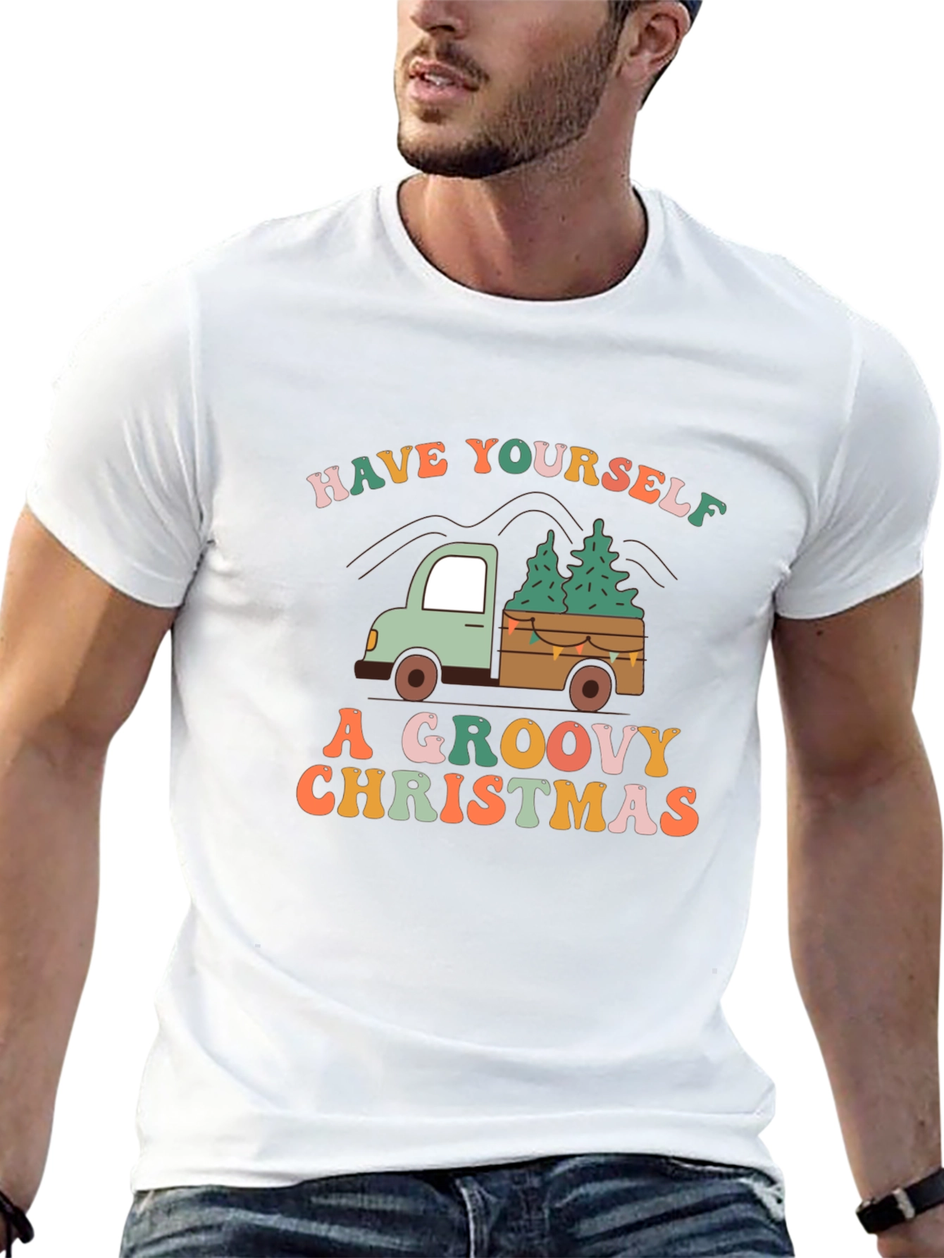 Groovy Christmas Truck Graphic Tee