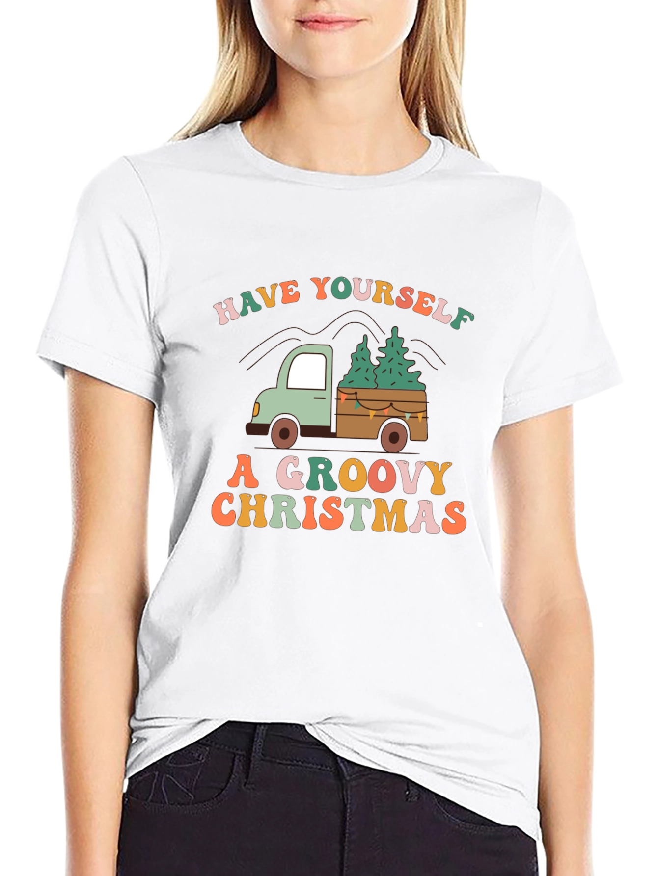Groovy Christmas Truck Graphic Tee