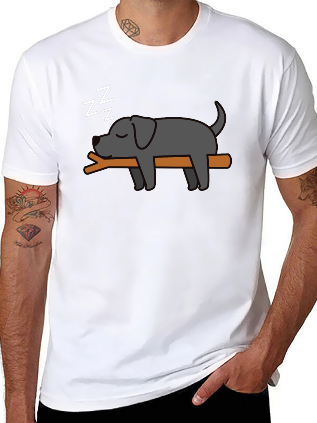 Sleeping Dog Graphic Tee - Comfy Black T-Shirt