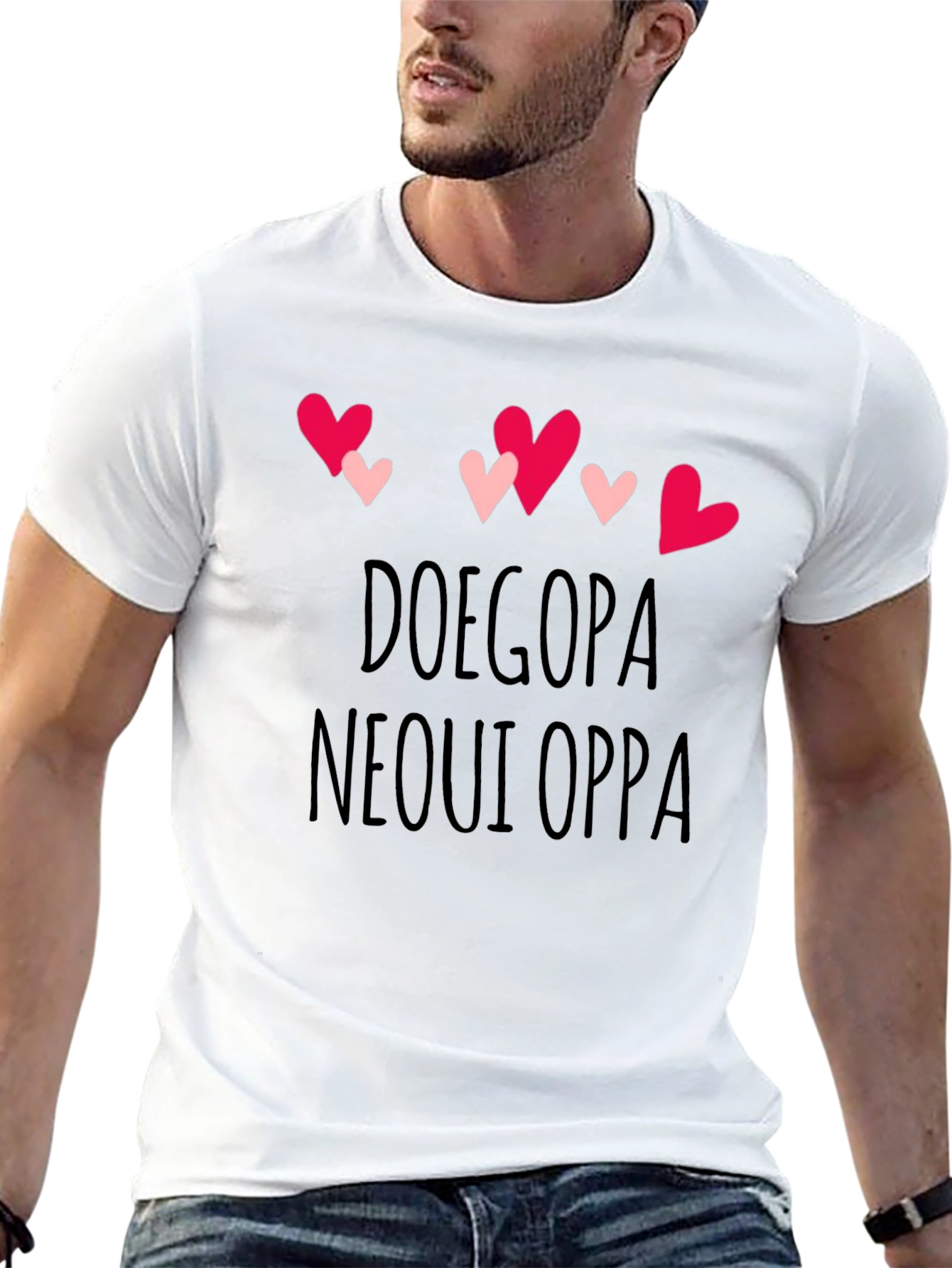 Doegopa Neoui Oppa Heart Graphic Black T-Shirt