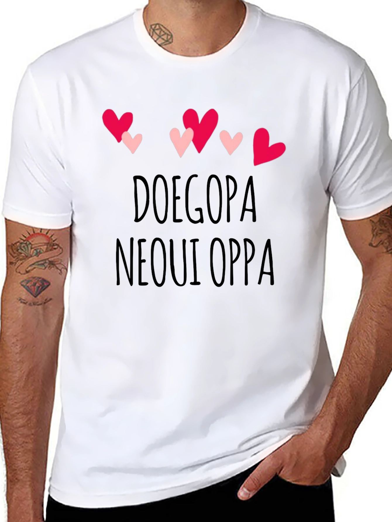Doegopa Neoui Oppa Heart Graphic Black T-Shirt
