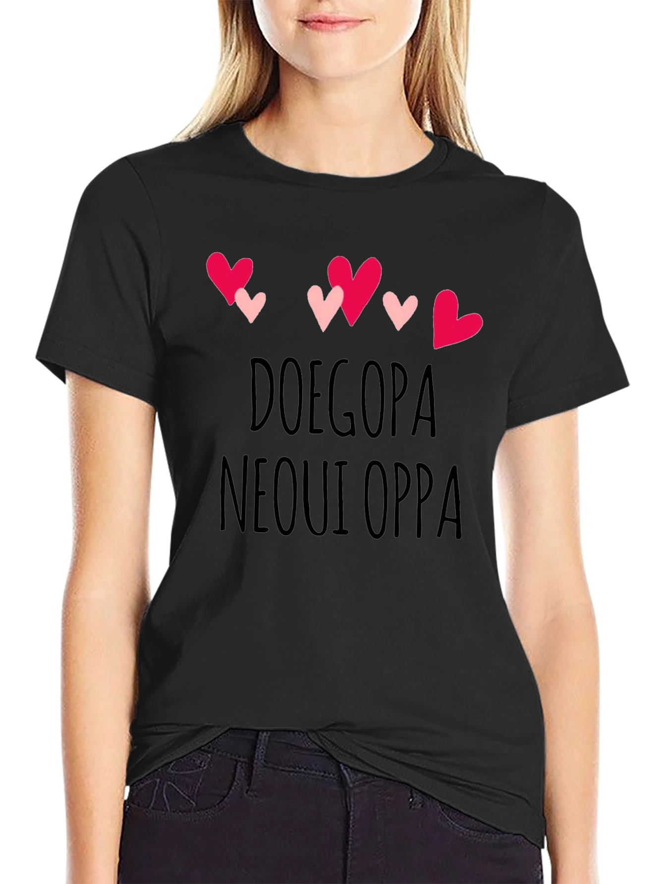 Doegopa Neoui Oppa Heart Graphic Black T-Shirt