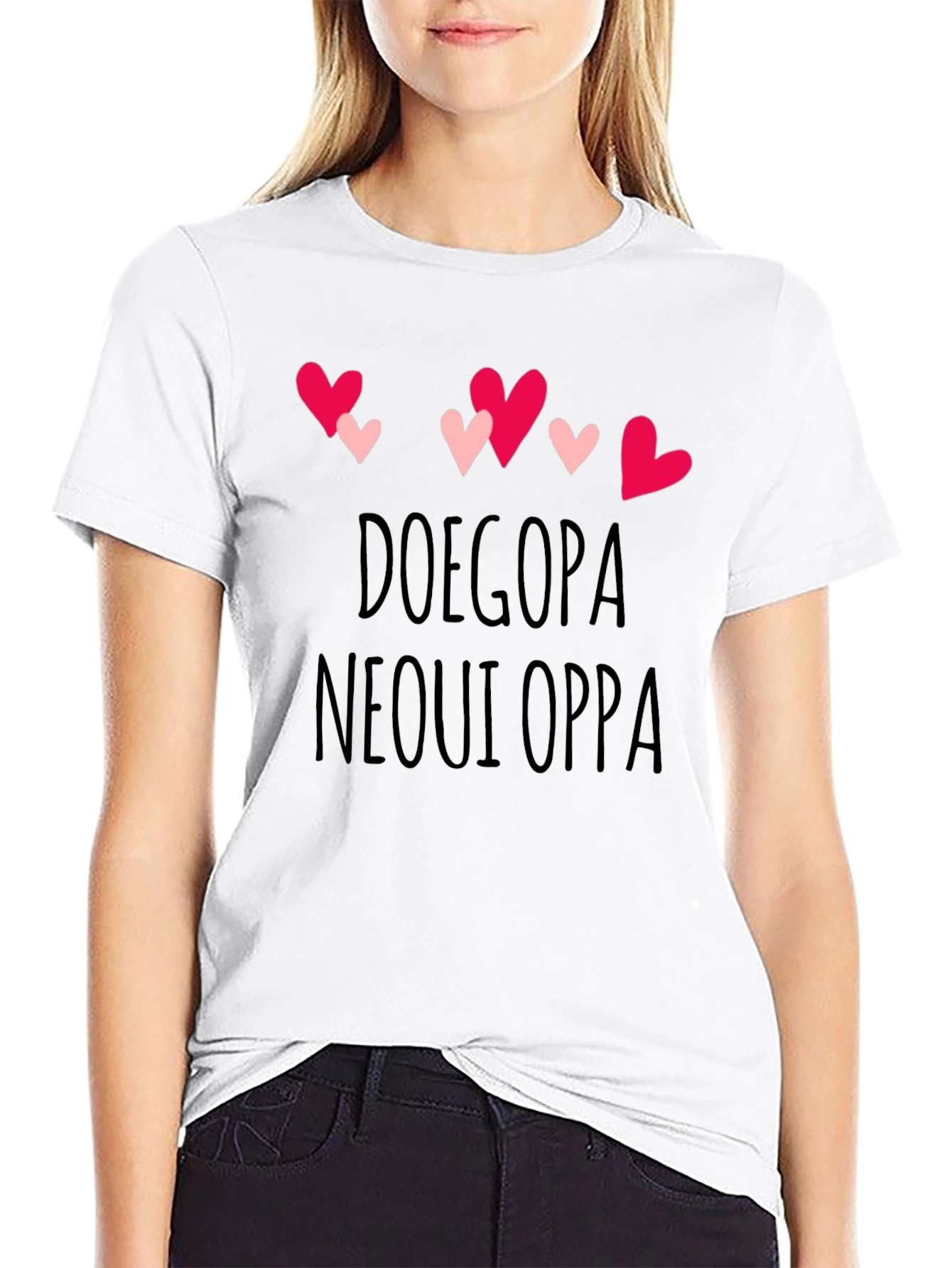 Doegopa Neoui Oppa Heart Graphic Black T-Shirt