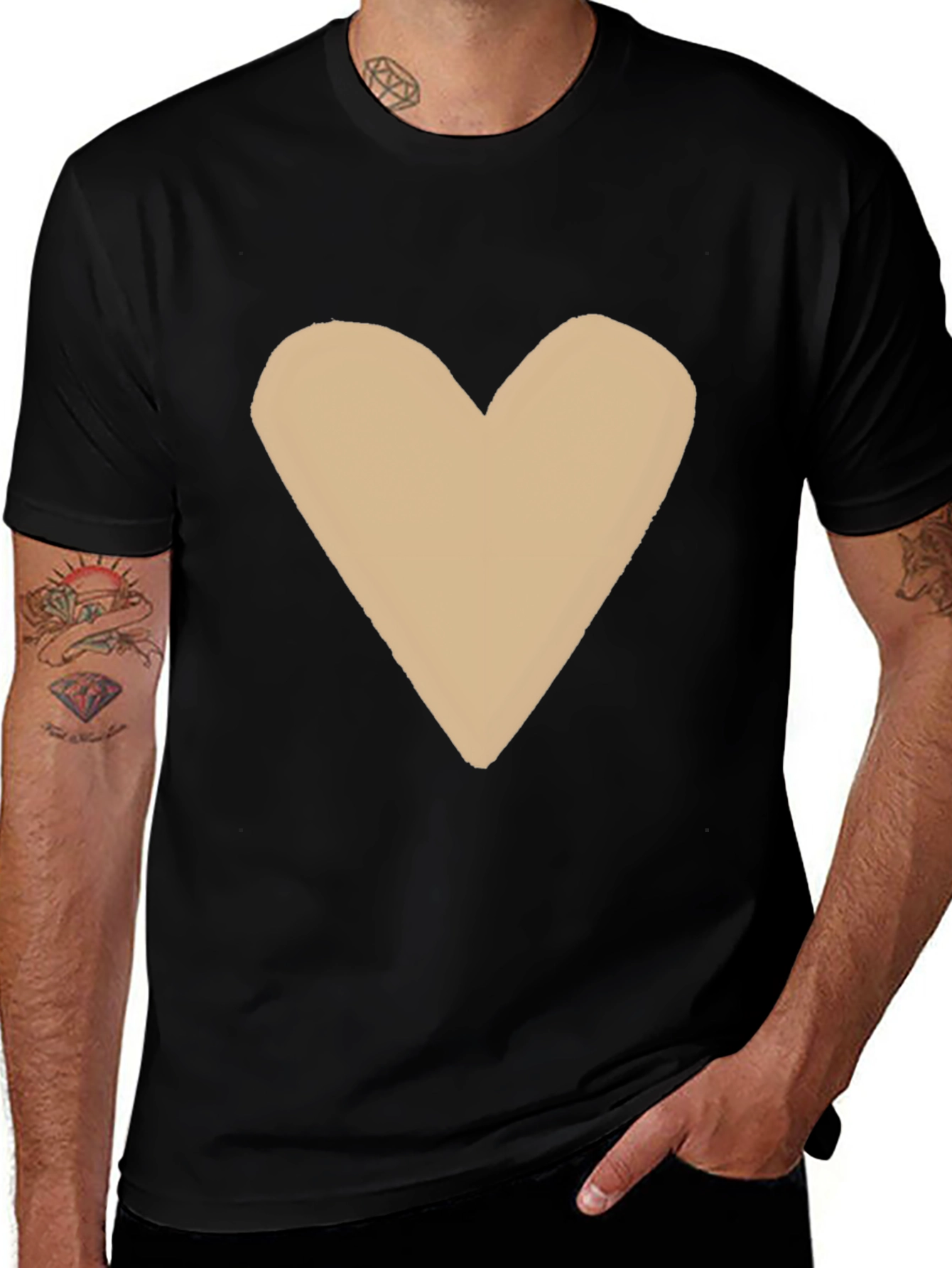 Heart Graphic Tee - Casual Black T-Shirt