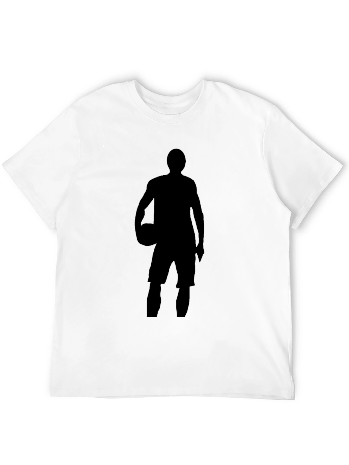 Basketball Player Silhouette Graphic Tee - Black Cotton
