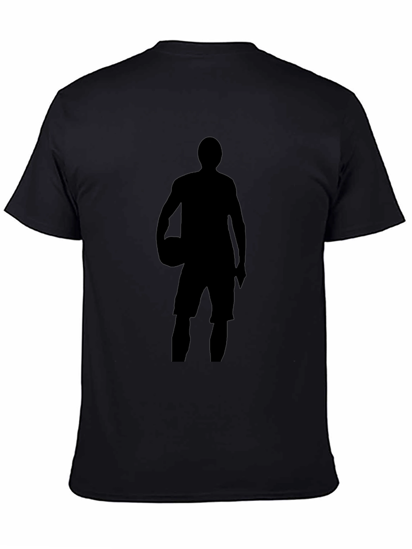 Basketball Player Silhouette Graphic Tee - Black Cotton