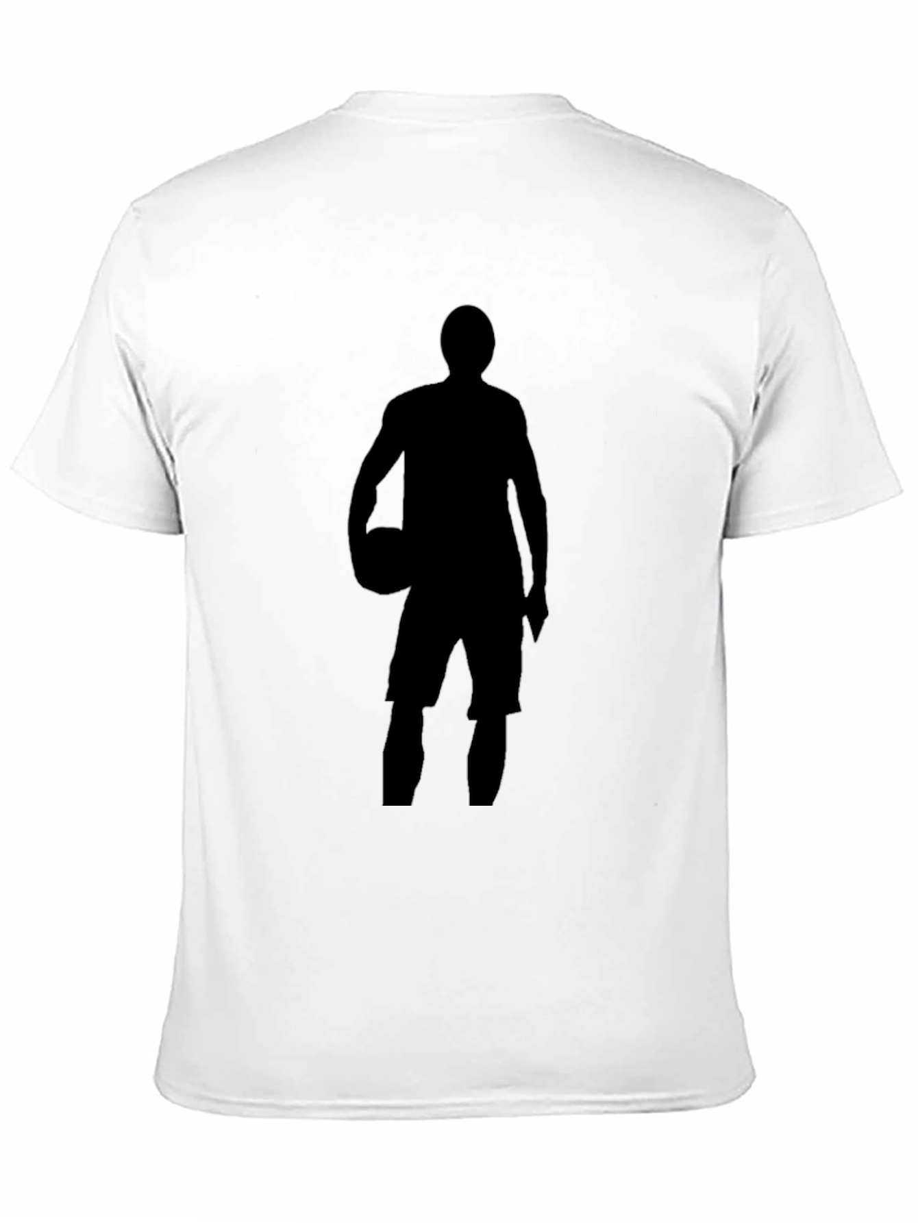 Basketball Player Silhouette Graphic Tee - Black Cotton