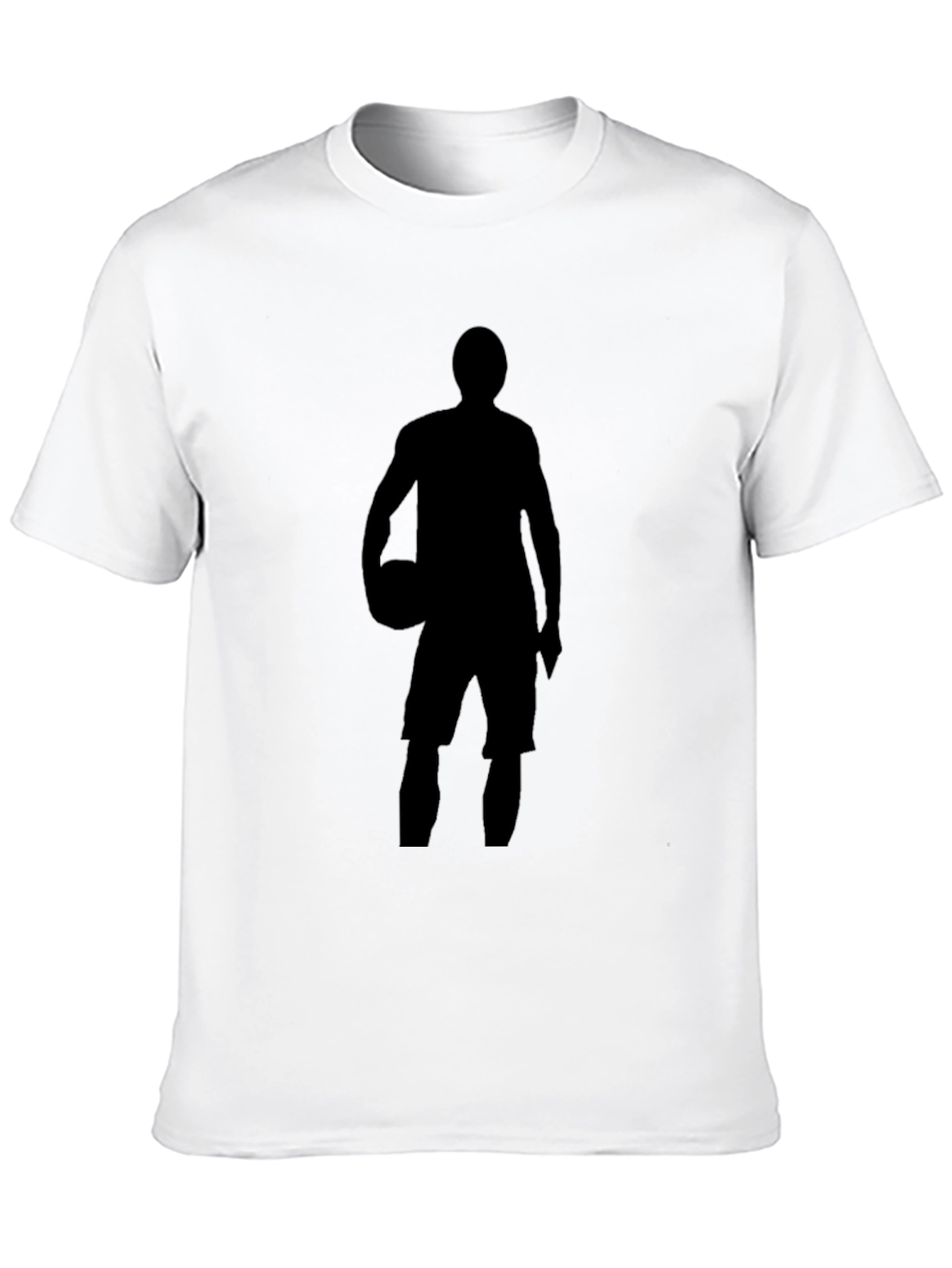 Basketball Player Silhouette Graphic Tee - Black Cotton