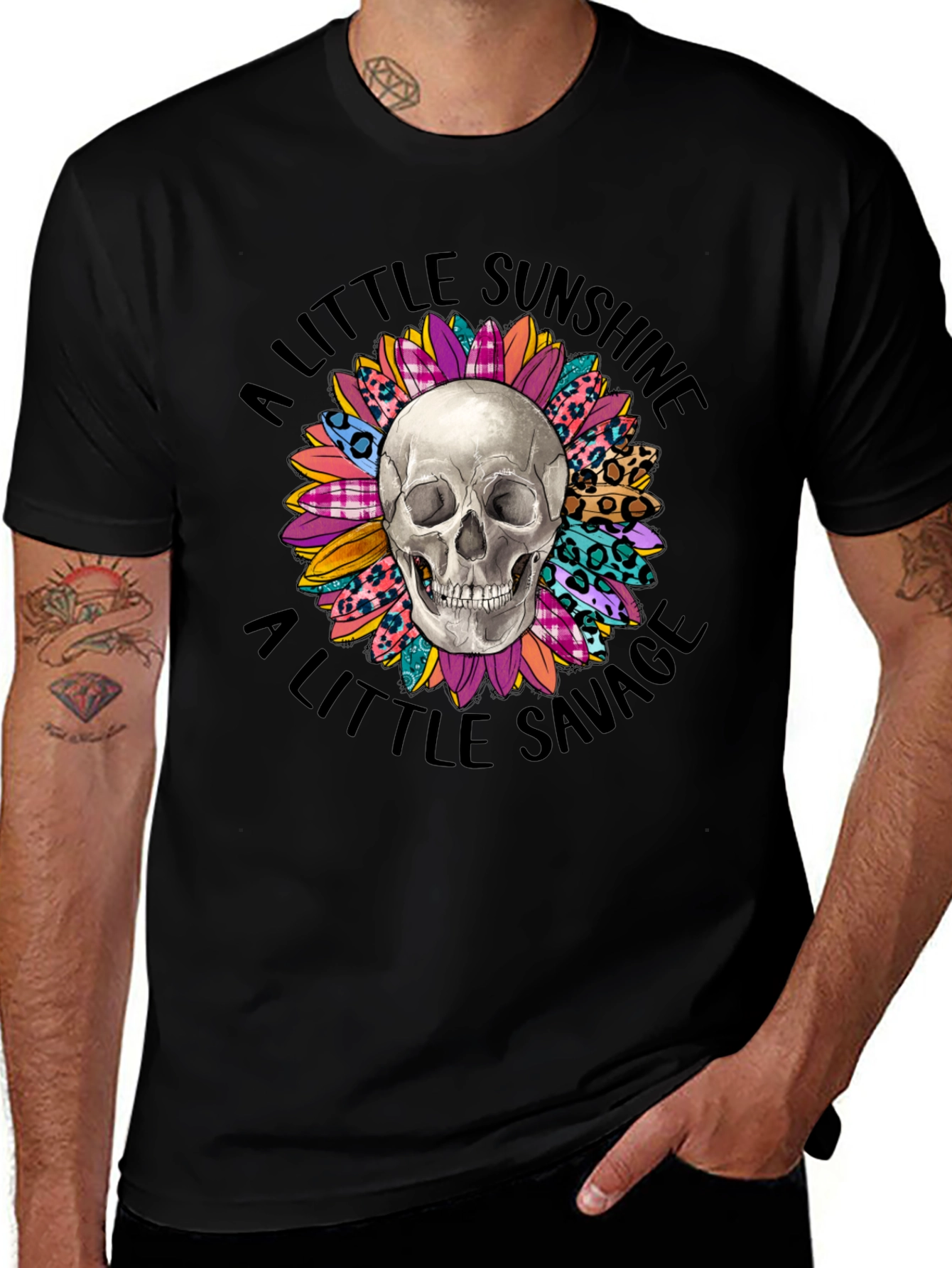 Skull & Floral Graphic Tee: Sunshine & Savage