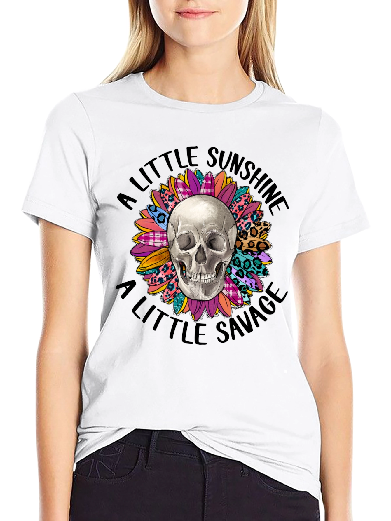 Skull & Floral Graphic Tee: Sunshine & Savage
