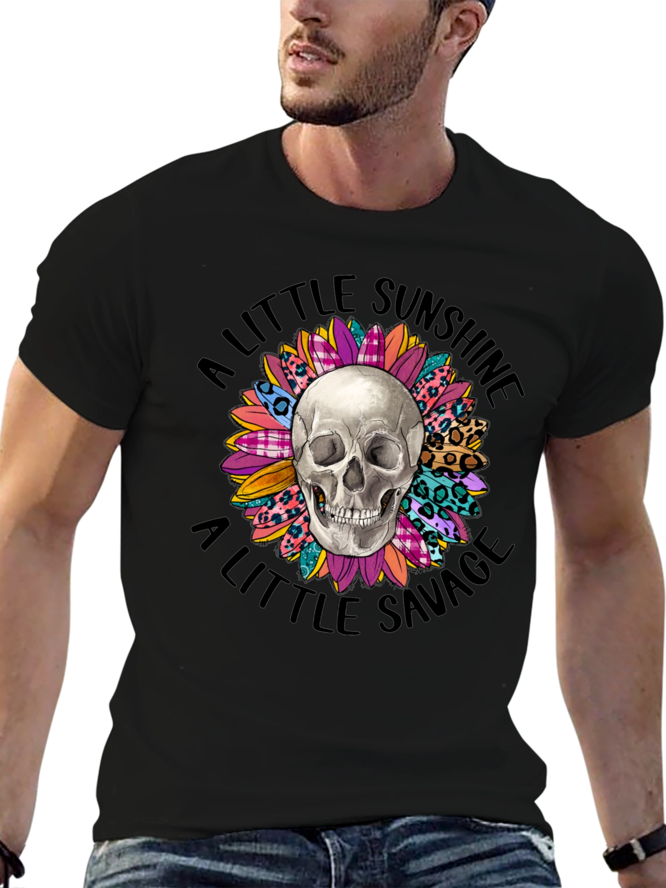 Skull & Floral Graphic Tee: Sunshine & Savage