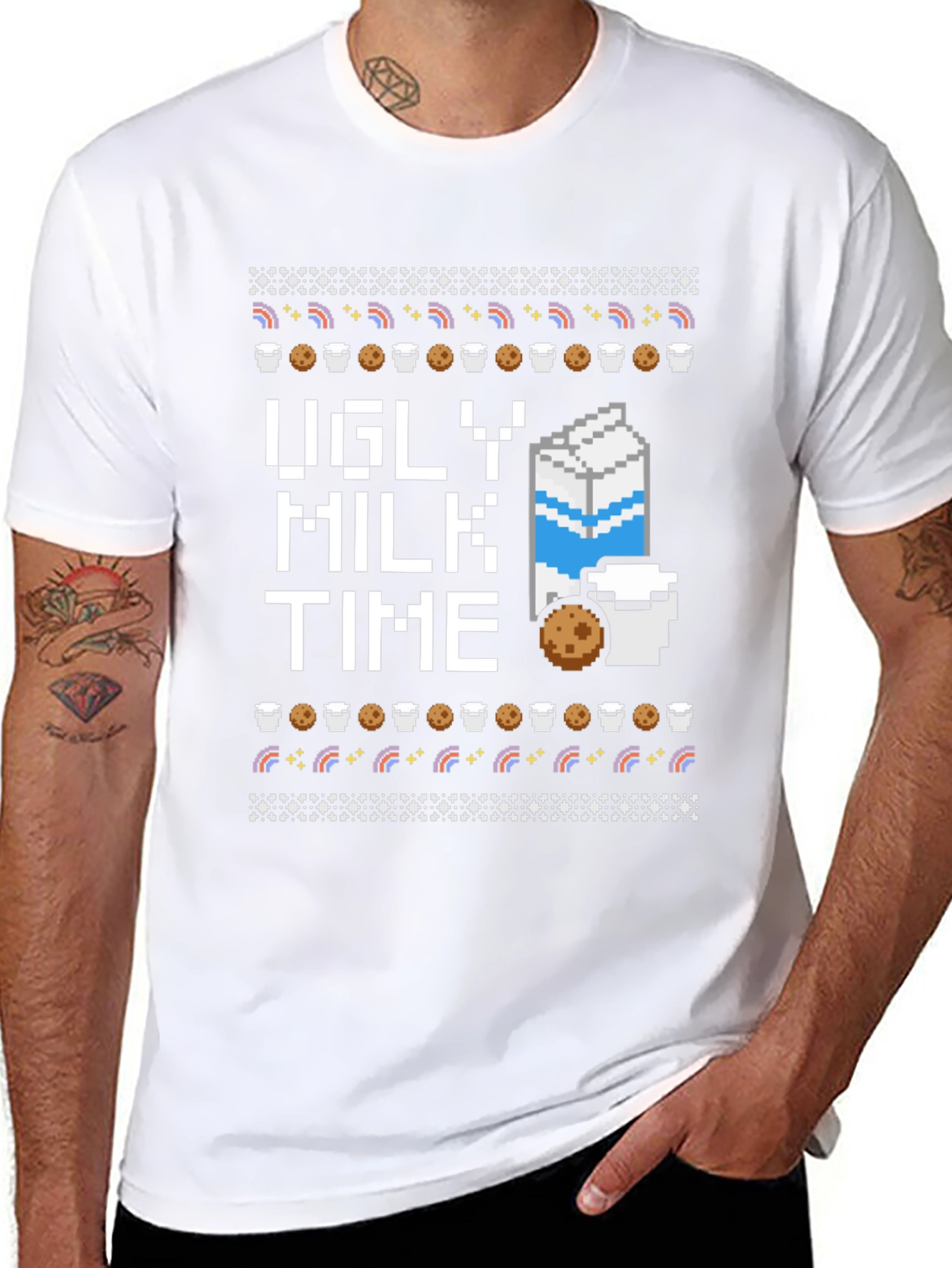 Ugly Milk Time Black T-Shirt - Cookie Lover