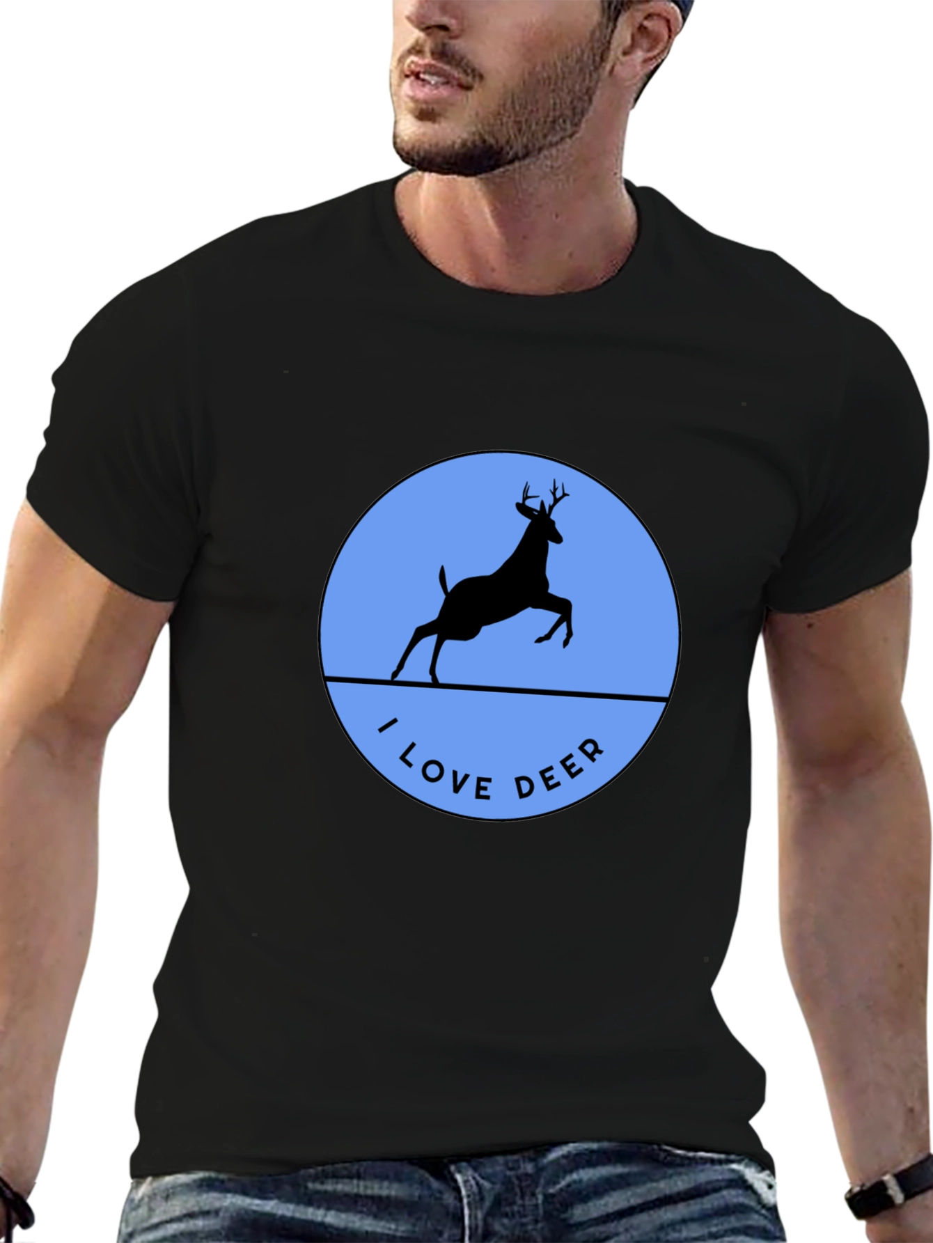 I Love Deer T-Shirt - Black Crew Neck