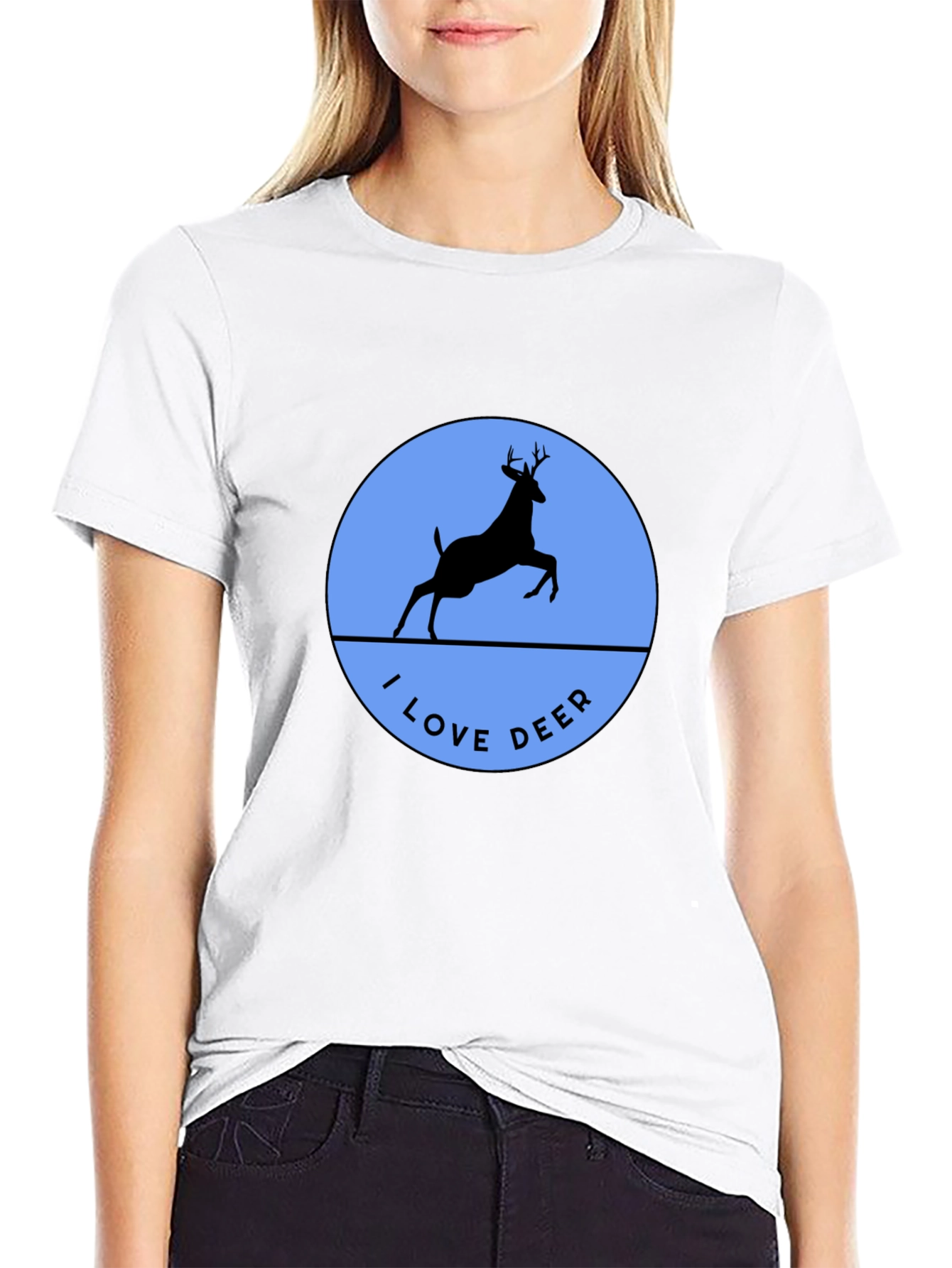 I Love Deer T-Shirt - Black Crew Neck