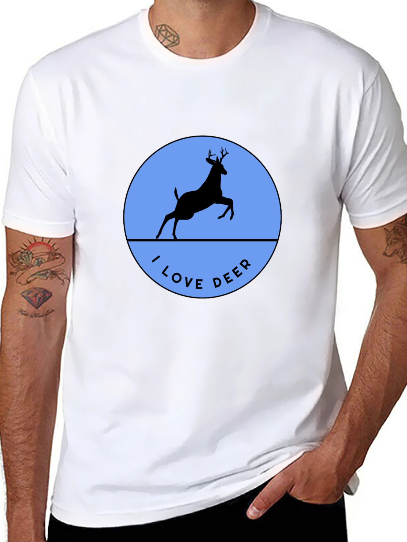 I Love Deer T-Shirt - Black Crew Neck