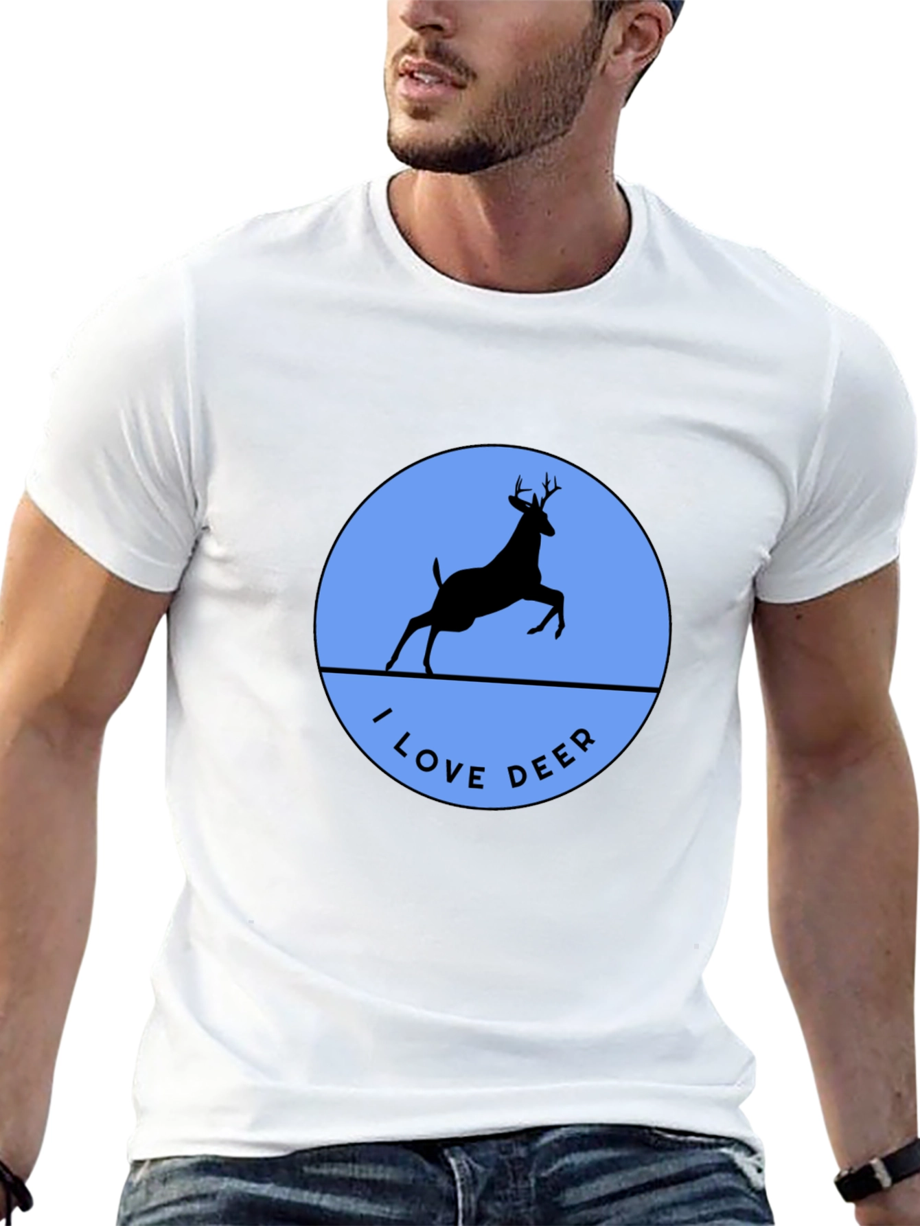 I Love Deer T-Shirt - Black Crew Neck