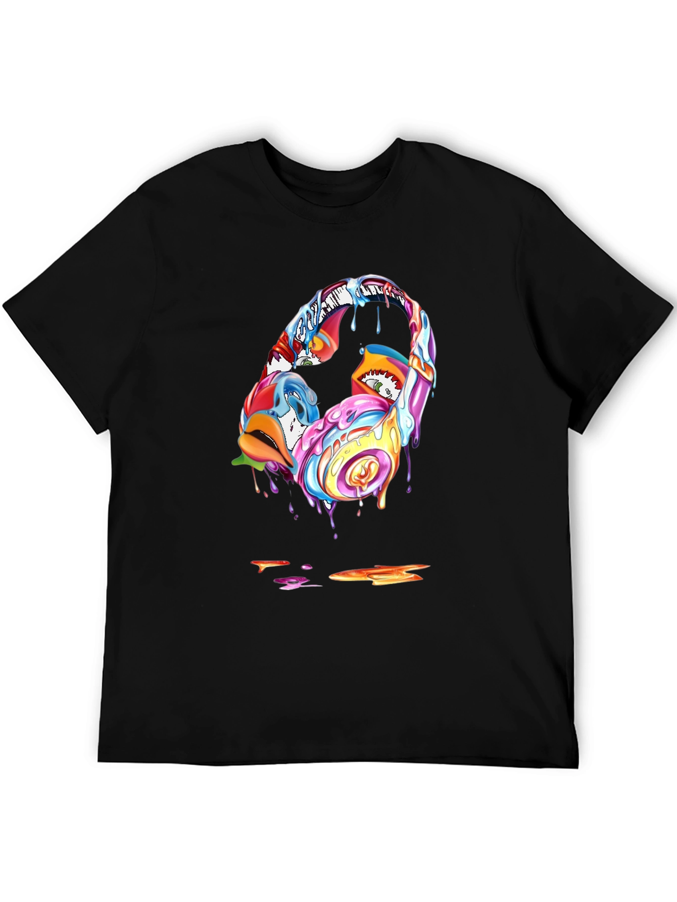 Vivid Drip Headphones Graphic Tee - Black