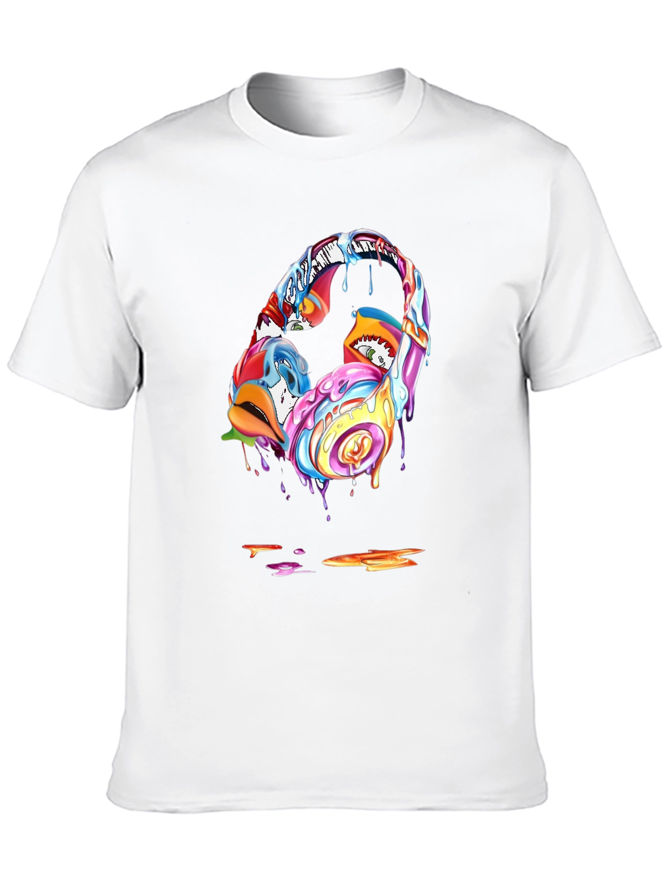 Vivid Drip Headphones Graphic Tee - Black