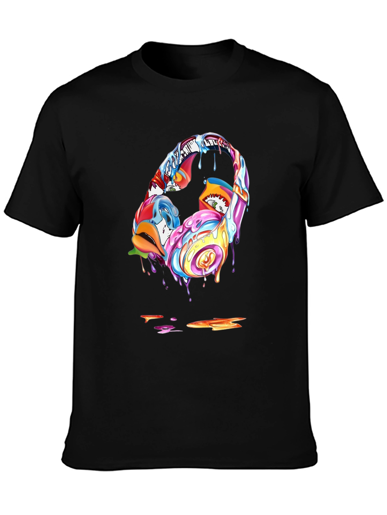 Vivid Drip Headphones Graphic Tee - Black