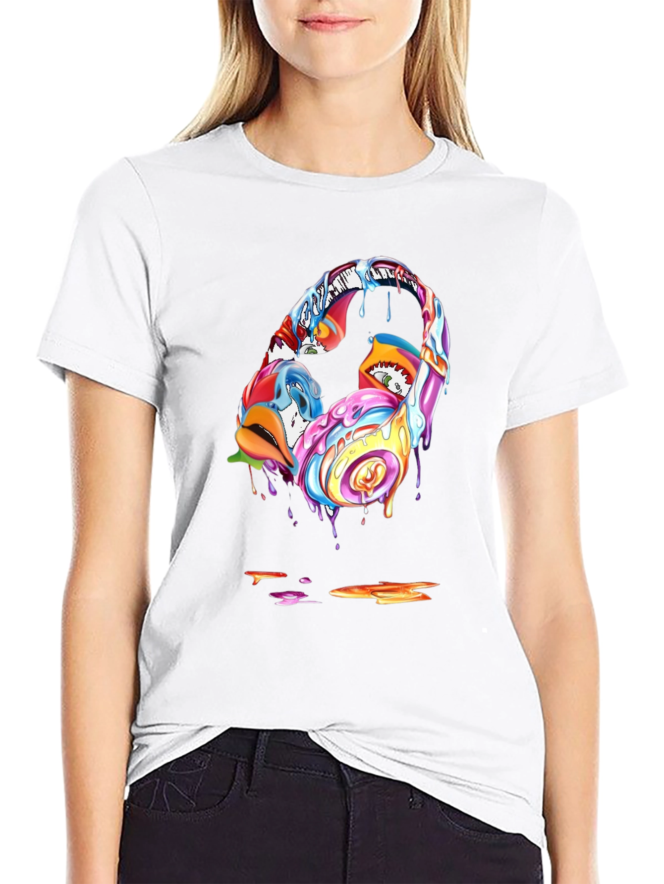 Vivid Drip Headphones Graphic Tee - Black
