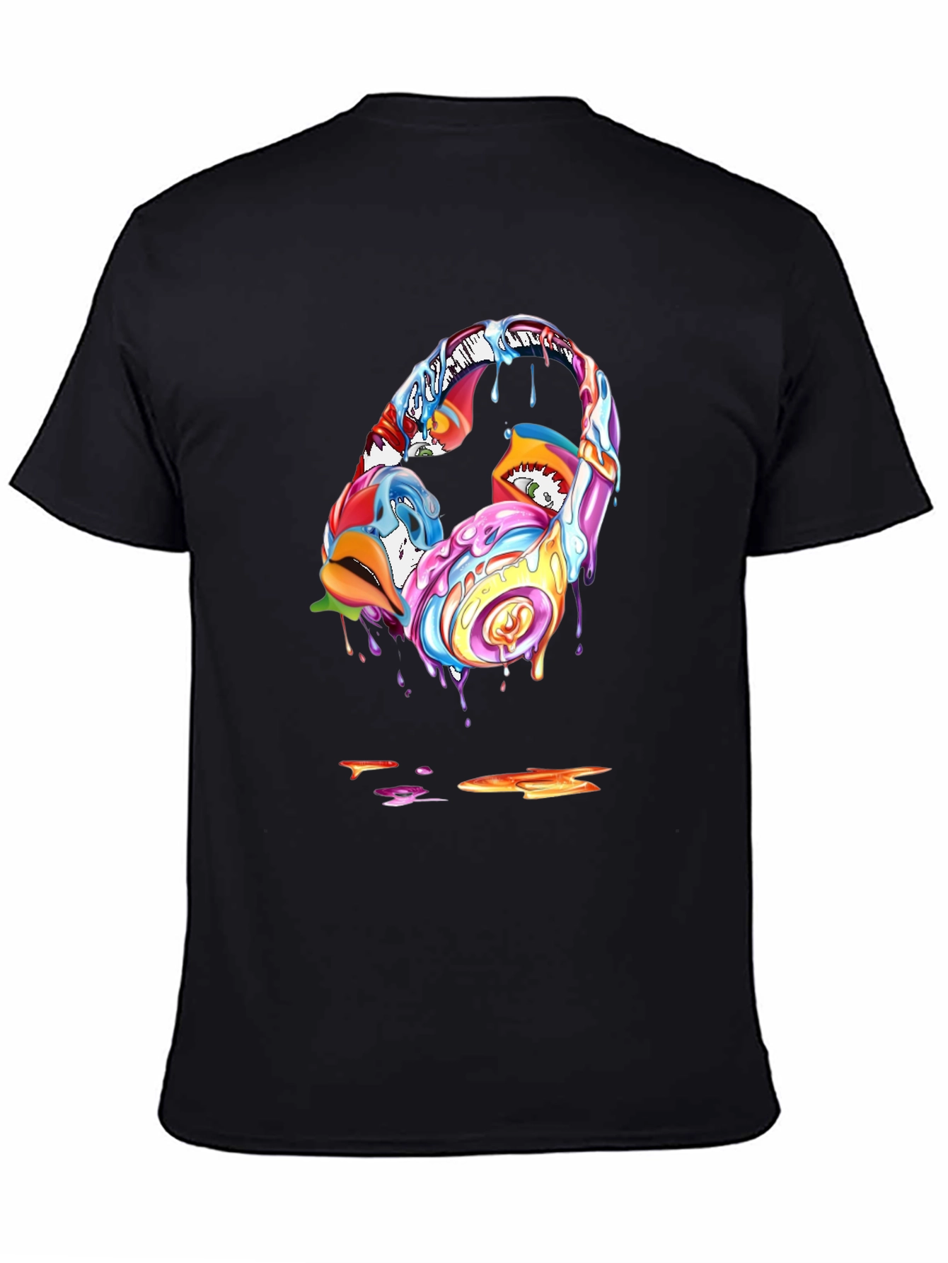 Vivid Drip Headphones Graphic Tee - Black