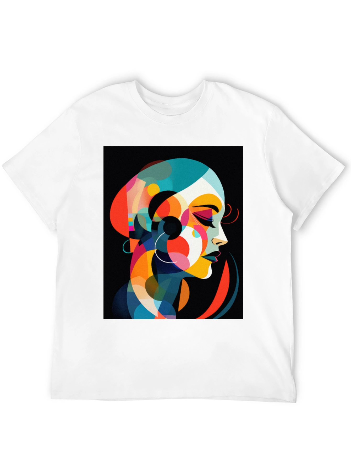 Abstract Woman Graphic Tee - Stylish Black T-Shirt