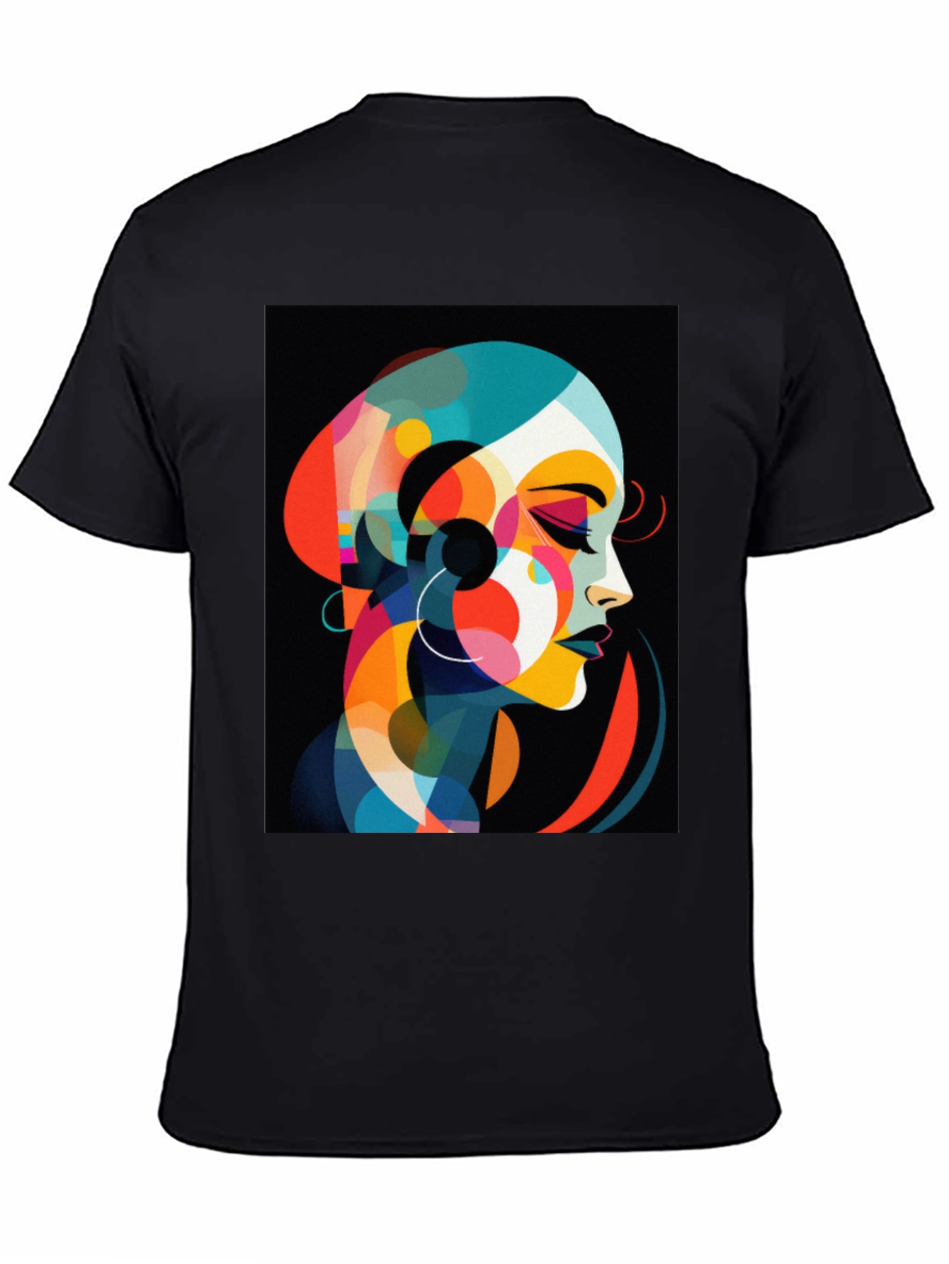Abstract Woman Graphic Tee - Stylish Black T-Shirt