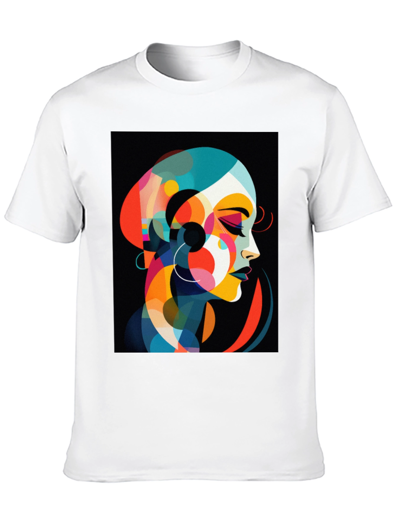 Abstract Woman Graphic Tee - Stylish Black T-Shirt