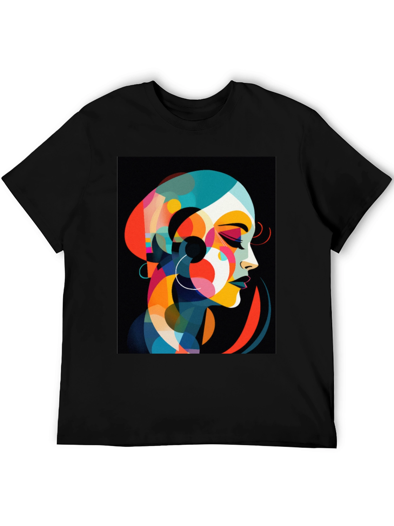 Abstract Woman Graphic Tee - Stylish Black T-Shirt