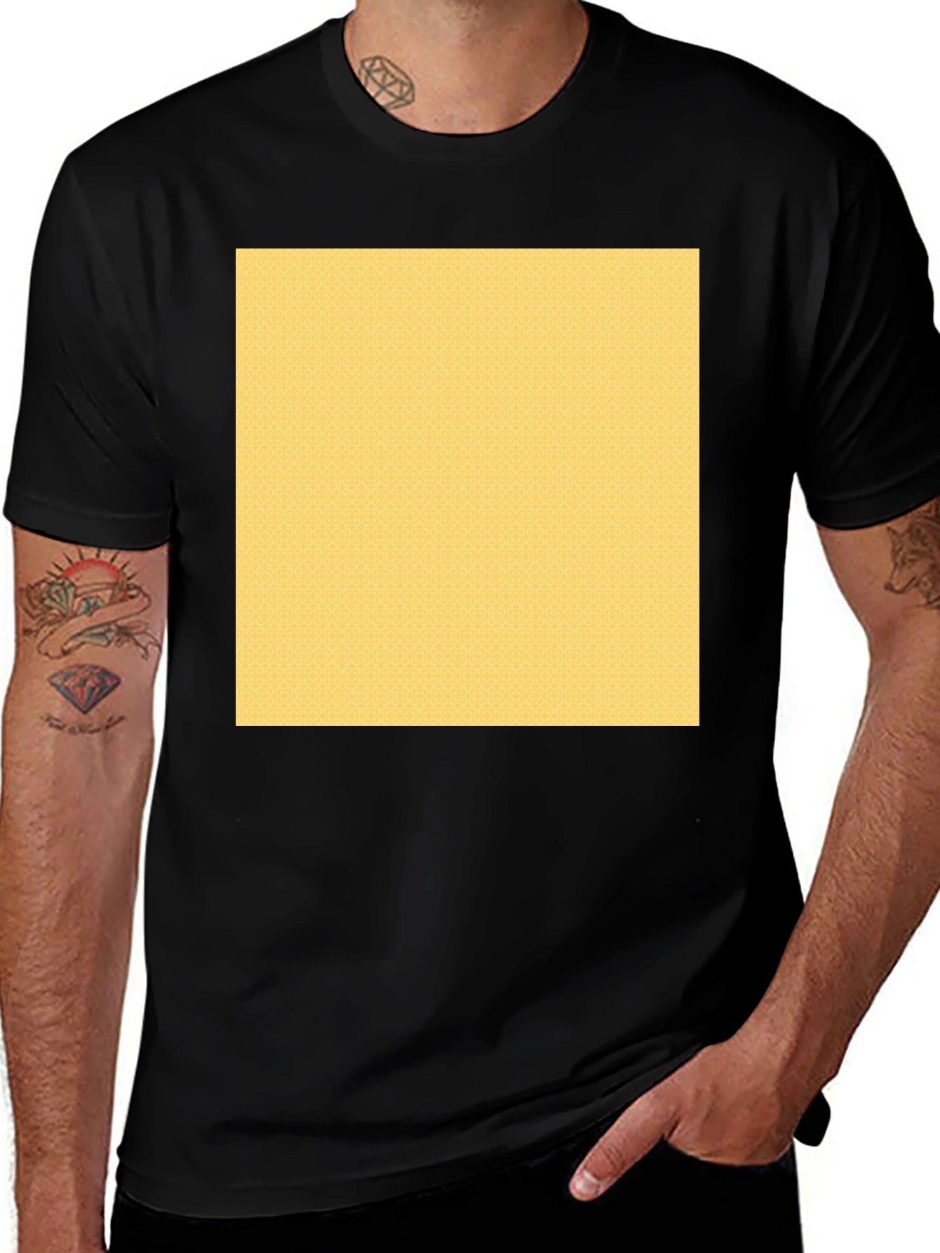Mens Black T-Shirt with Custom Yellow Design